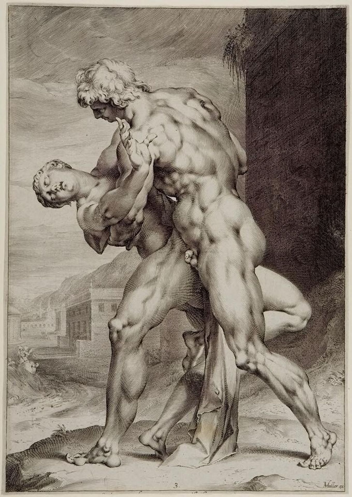 The Rape of a Sabine Woman Seen from  the Side, Her Face Visible by Jan Harmensz. Muller