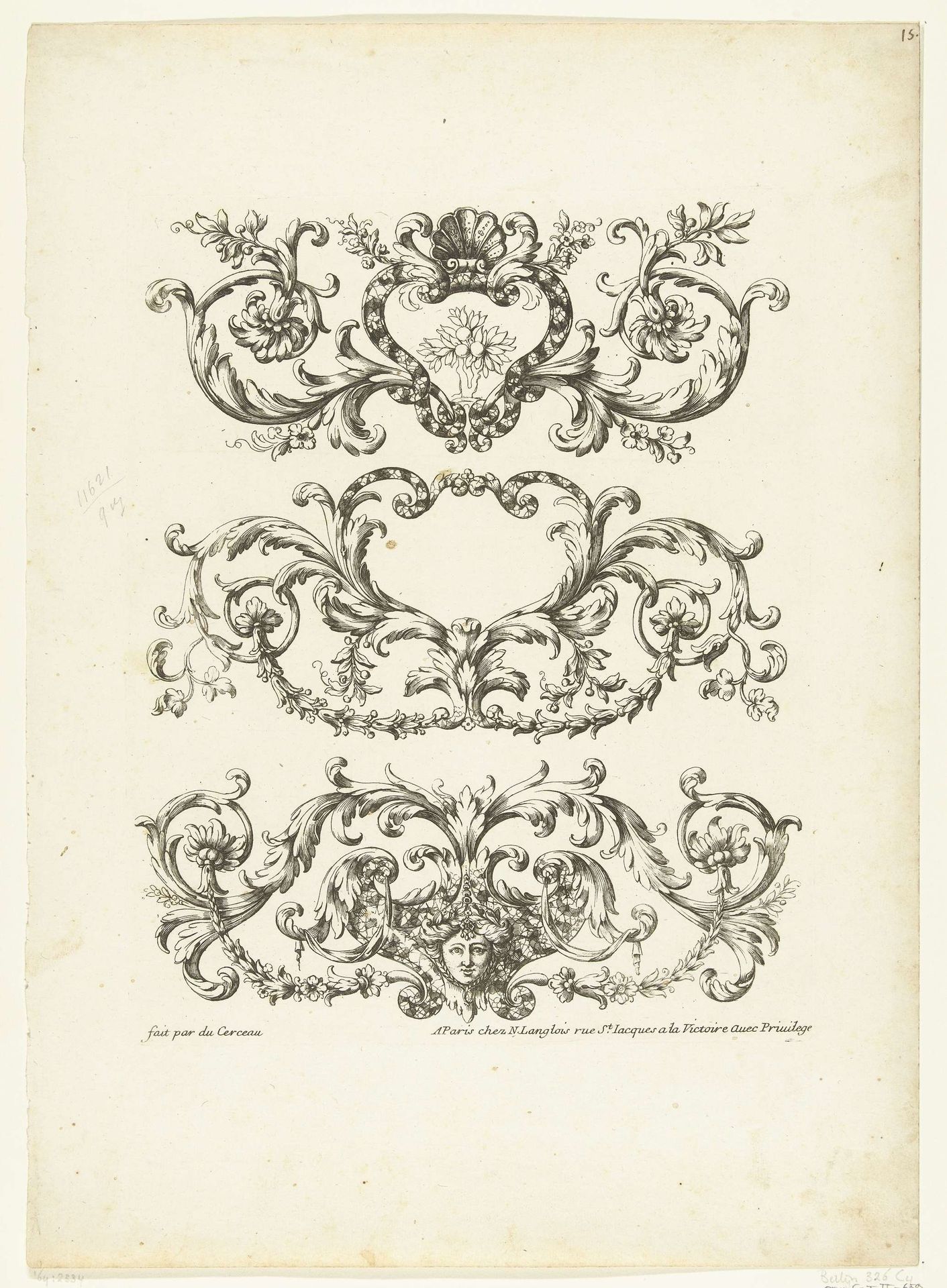 Drie friezen met cartouches by Paul Androuet Ducerceau