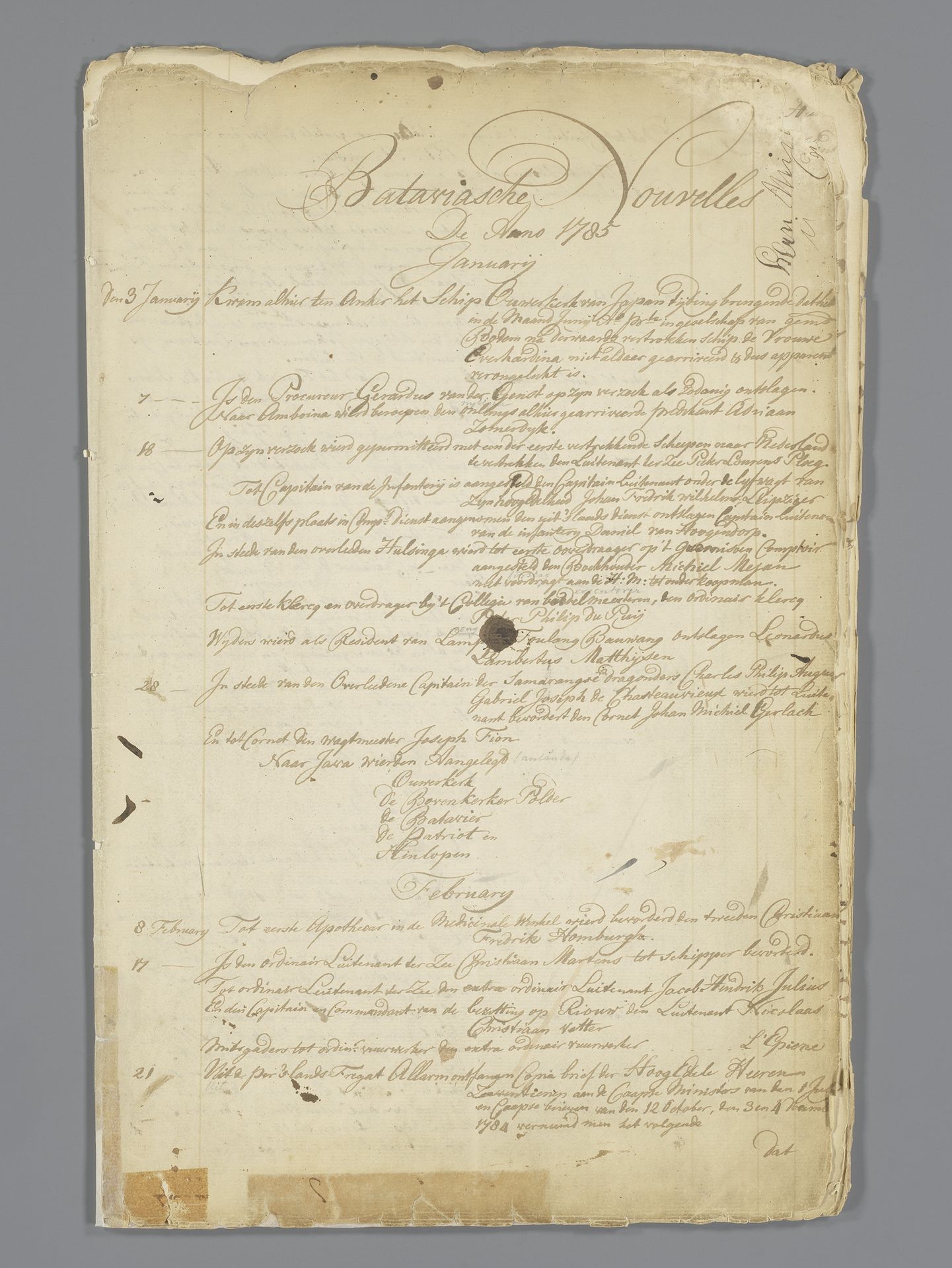 Bataviaasche nouvelles 1785 by Jan Brandes