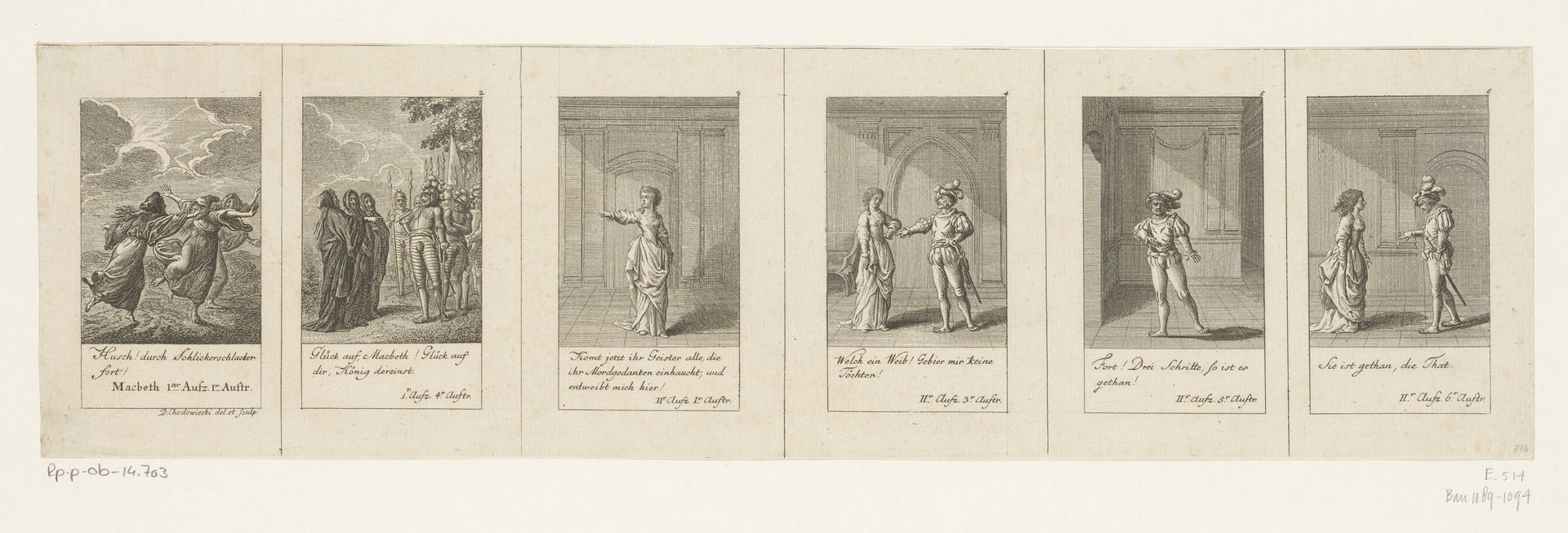 Zes voorstellingen uit Shakespeares Macbeth by Daniel Nikolaus Chodowiecki