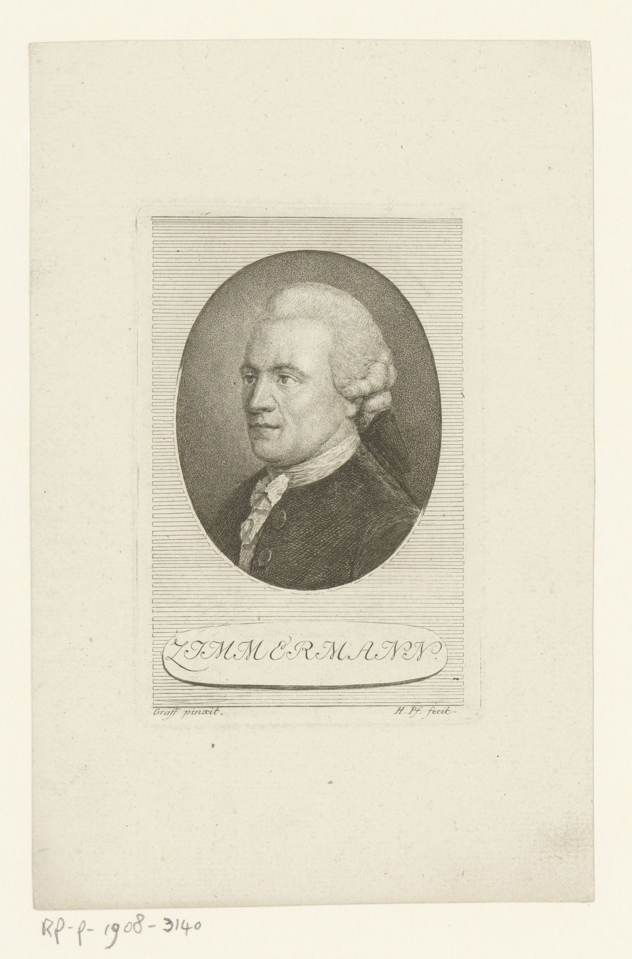 Portret van Johann Georg, ridder van Zimmermann by Heinrich Pfenninger