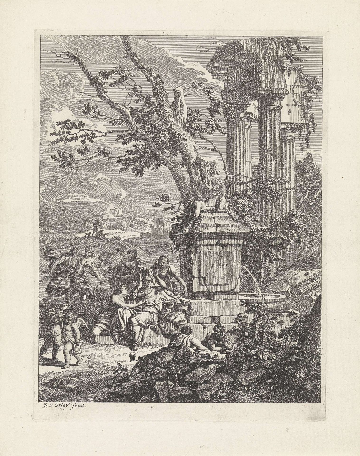Mirtillo verkleed als nimf by Richard van Orley