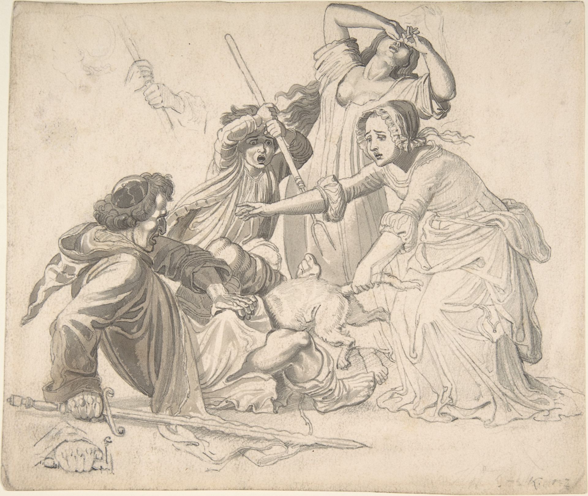 Illustration for Reinecke Fuchs: Tomcat Hinz being hit instead of Reinecke by Wilhelm von Kaulbach