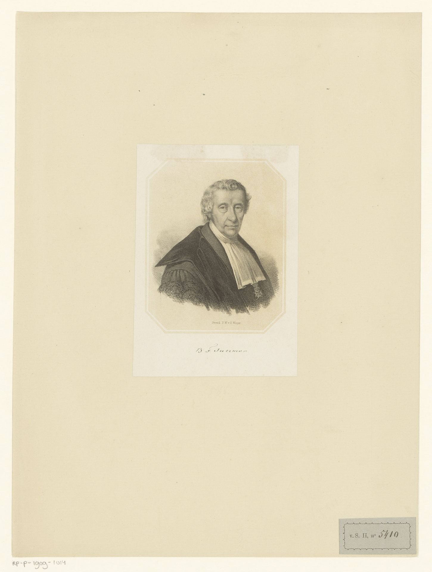 Portret van Bernardus Franciscus Suerman by Pieter Wilhelmus van de Weijer