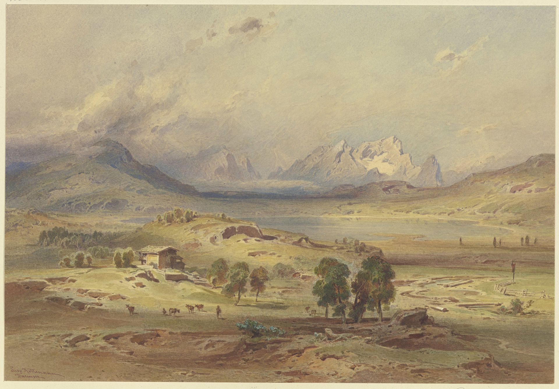 Lake Barmsee with the Zugspitze by Leopold Rottmann