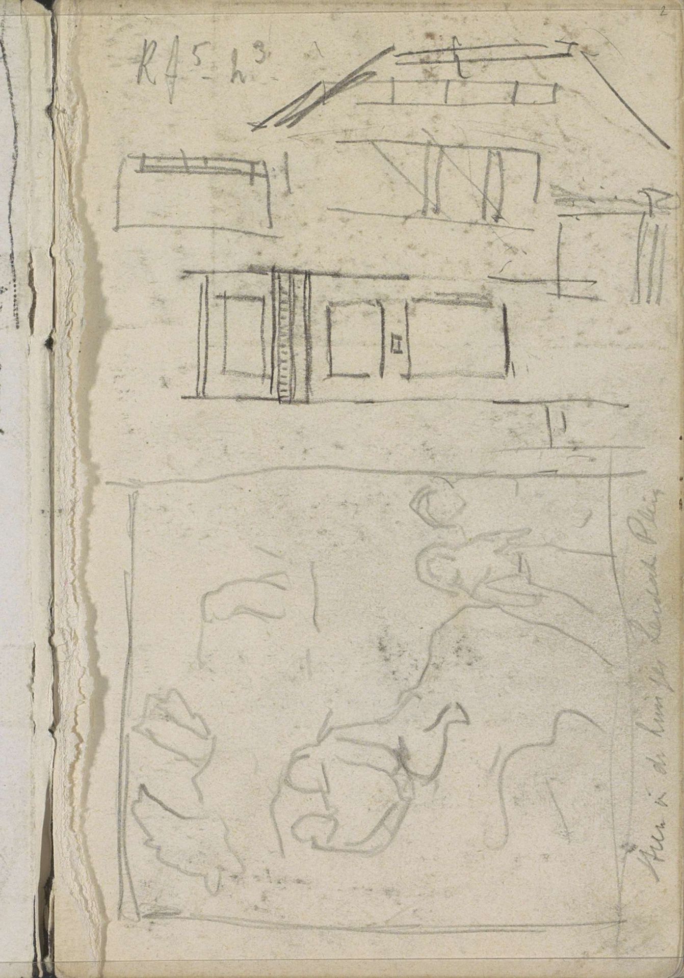 Architectuurstudies en een reliëf uit een huis aan het Leidsplein te Amsterdam by George Hendrik Breitner