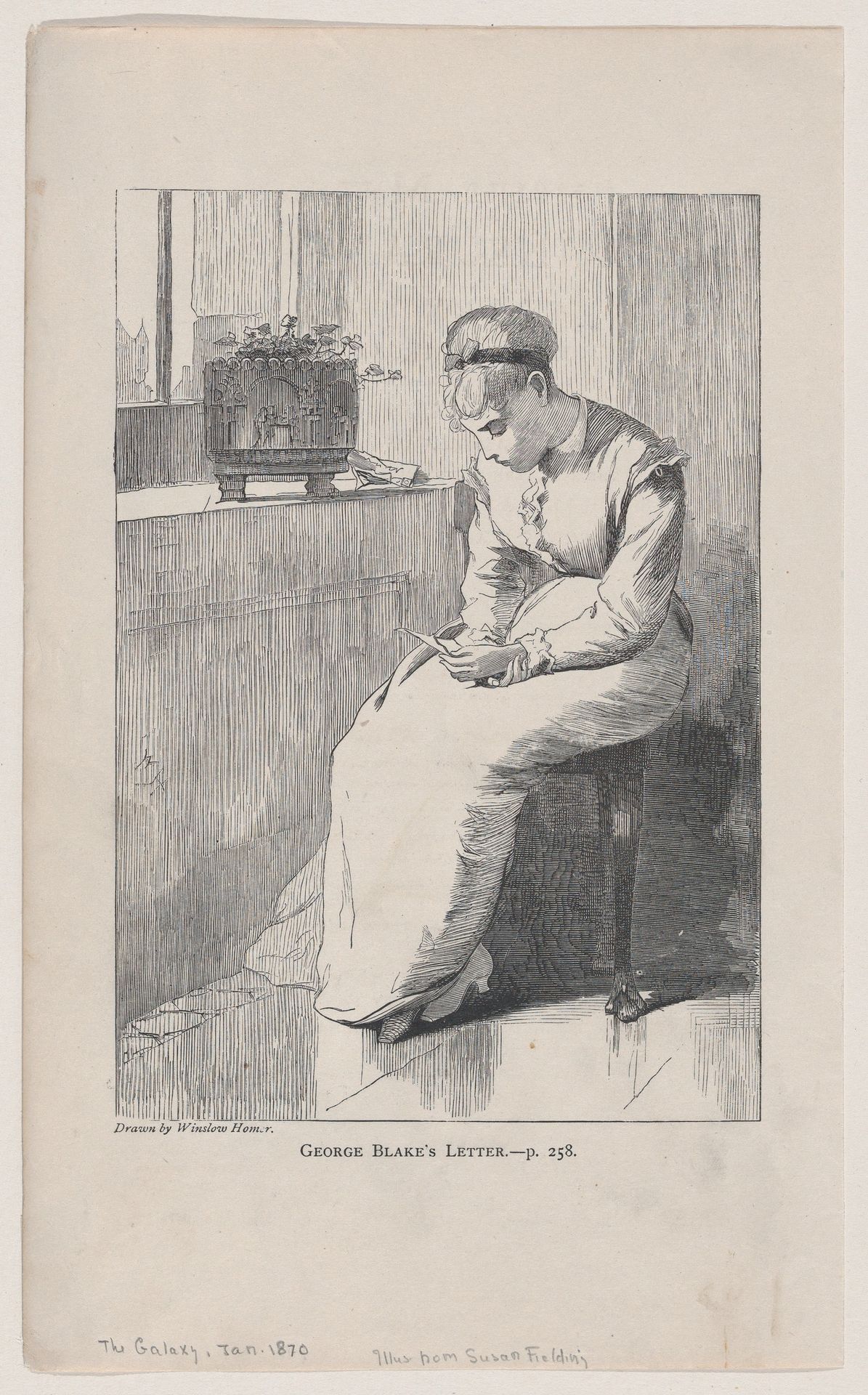 George Blake's Letter (The Galaxy, An Illustrated Magazine of Entertaining Reading, Vol. IX) by Winslow Homer