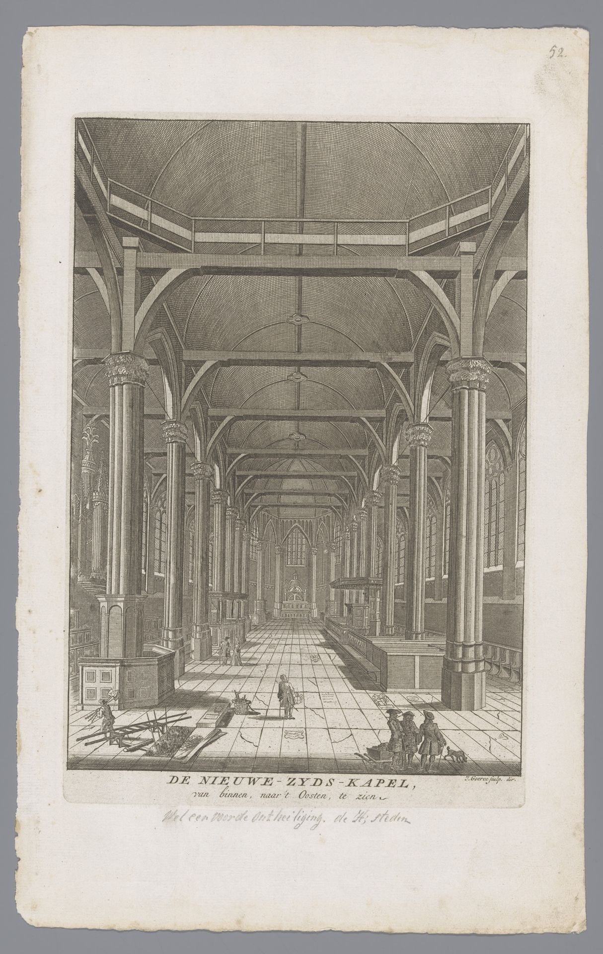 Gezicht op het interieur van de Nieuwezijds Kapel, gezien naar het oosten by Jan Goeree