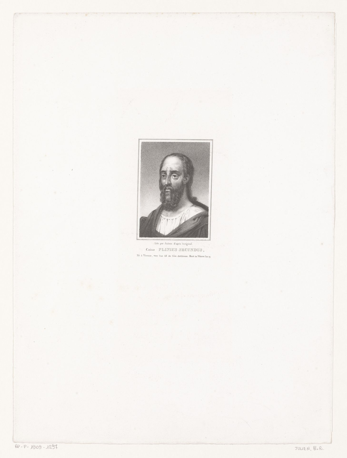 Portret van Gaius Plinius Secundus maior by Bernard Romain Julien