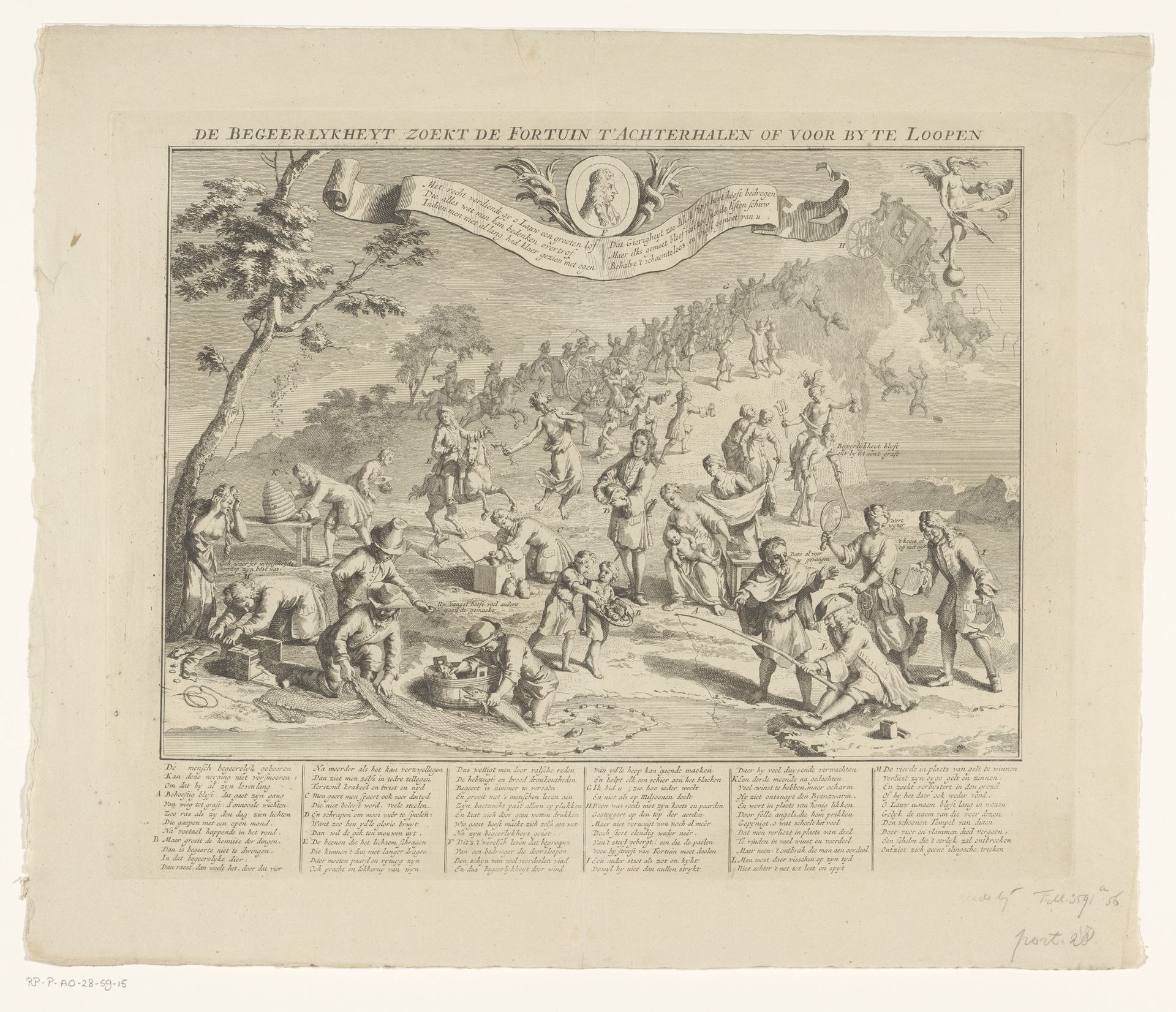 Hebzucht probeert Fortuna in te halen, 1720 by Anonymous