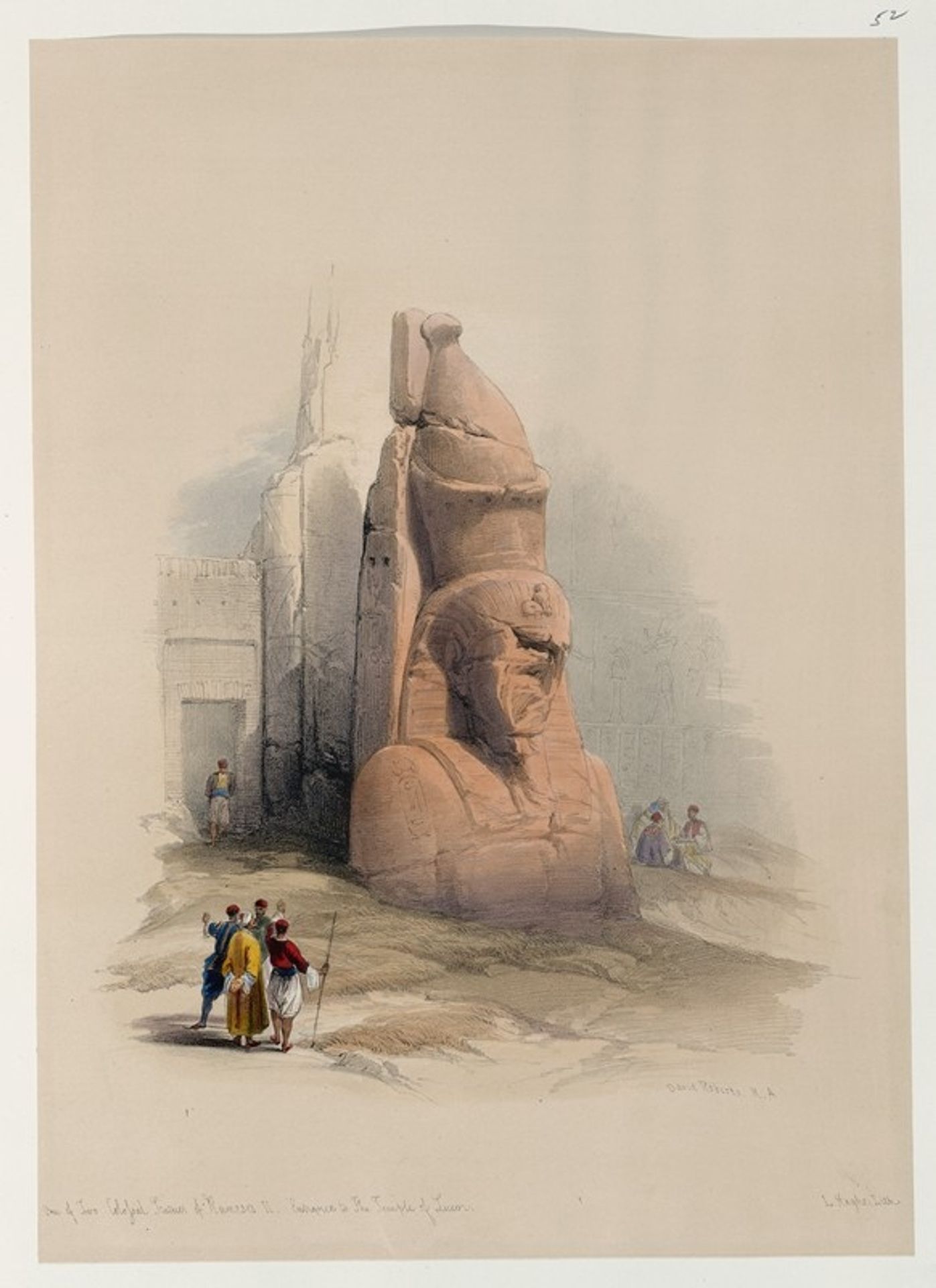 One of two colossal statues of Rameses [sic] II. Entrance to the Temple at Luxor. by David Roberts