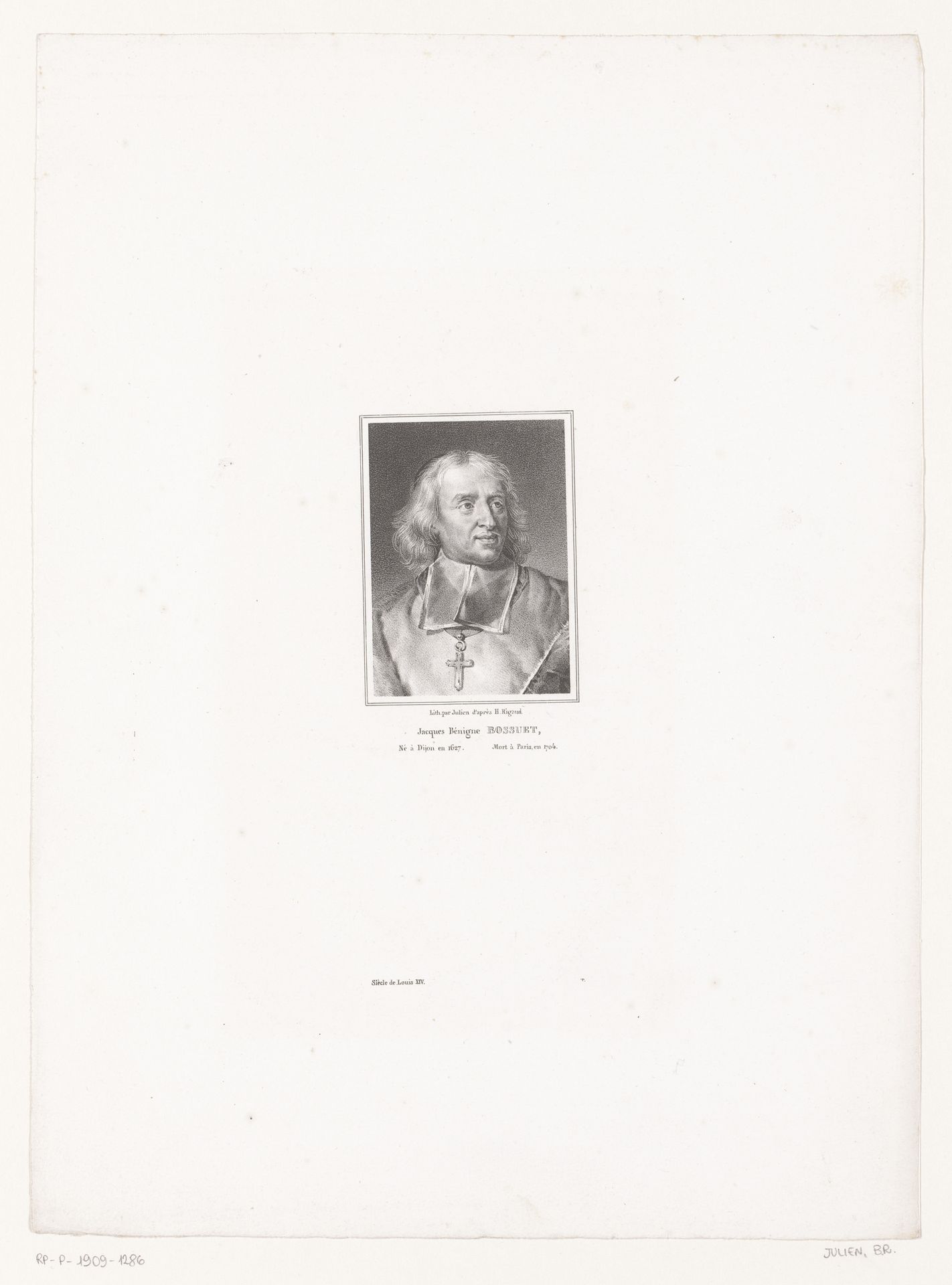 Portret van Jacques-Bénigne Bossuet by Bernard Romain Julien