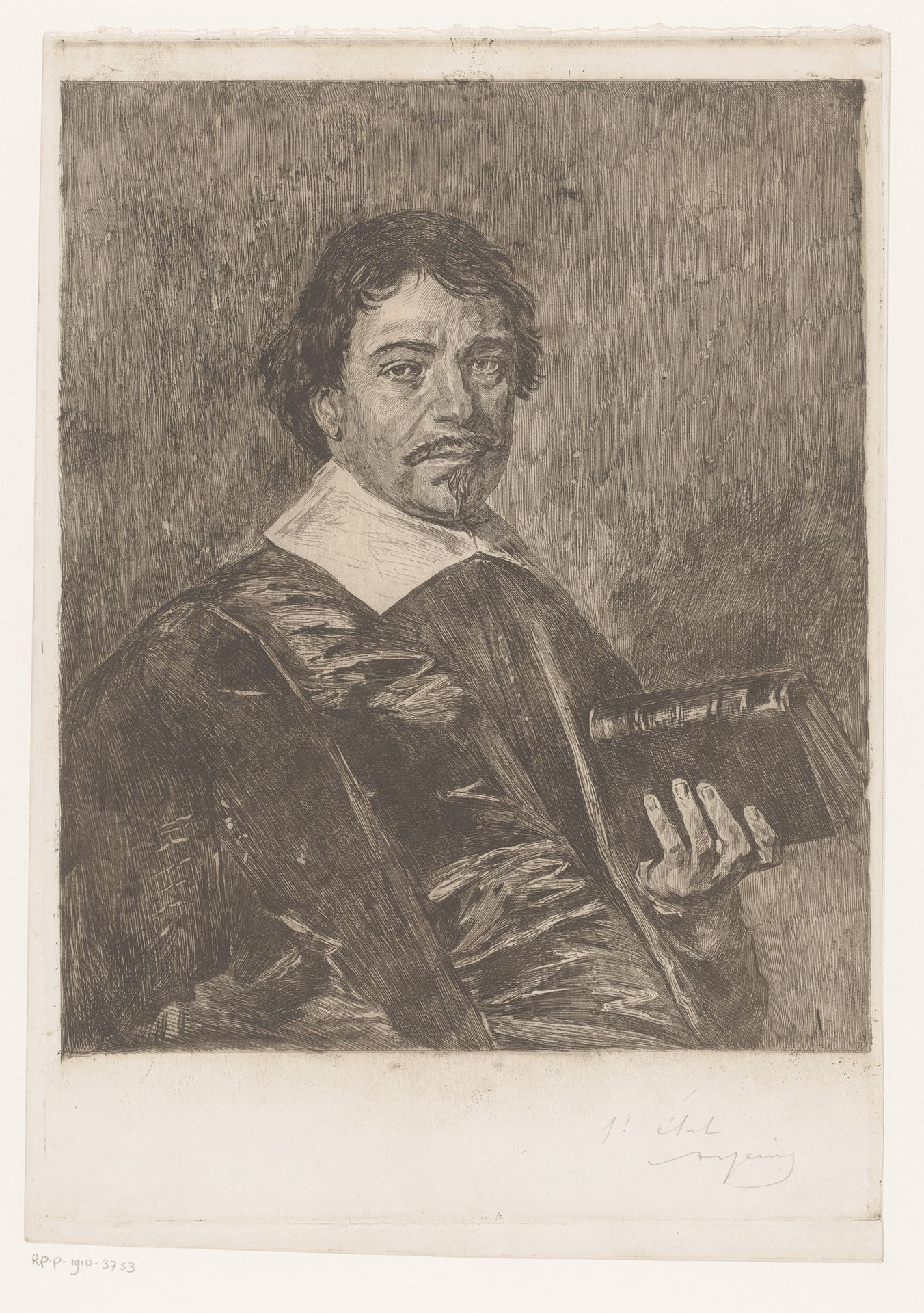 Portret van een onbekende man met boek by Armand Heins