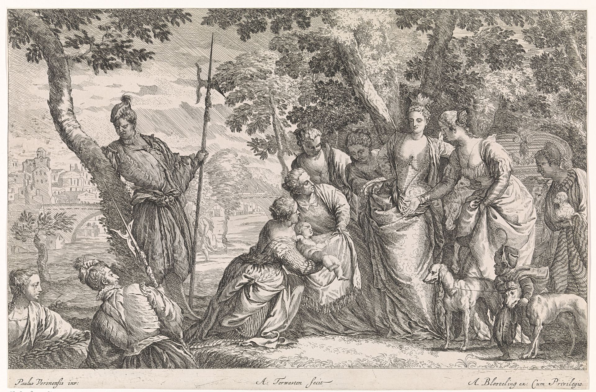 Mozes wordt gevonden door de dochter van de farao by Augustinus (I) Terwesten