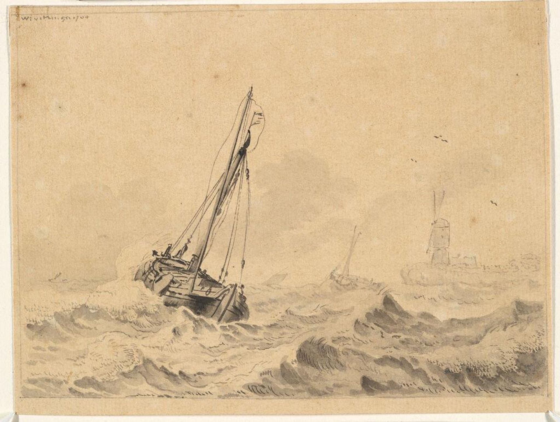 Ship at Sea by Wigerus Vitringa