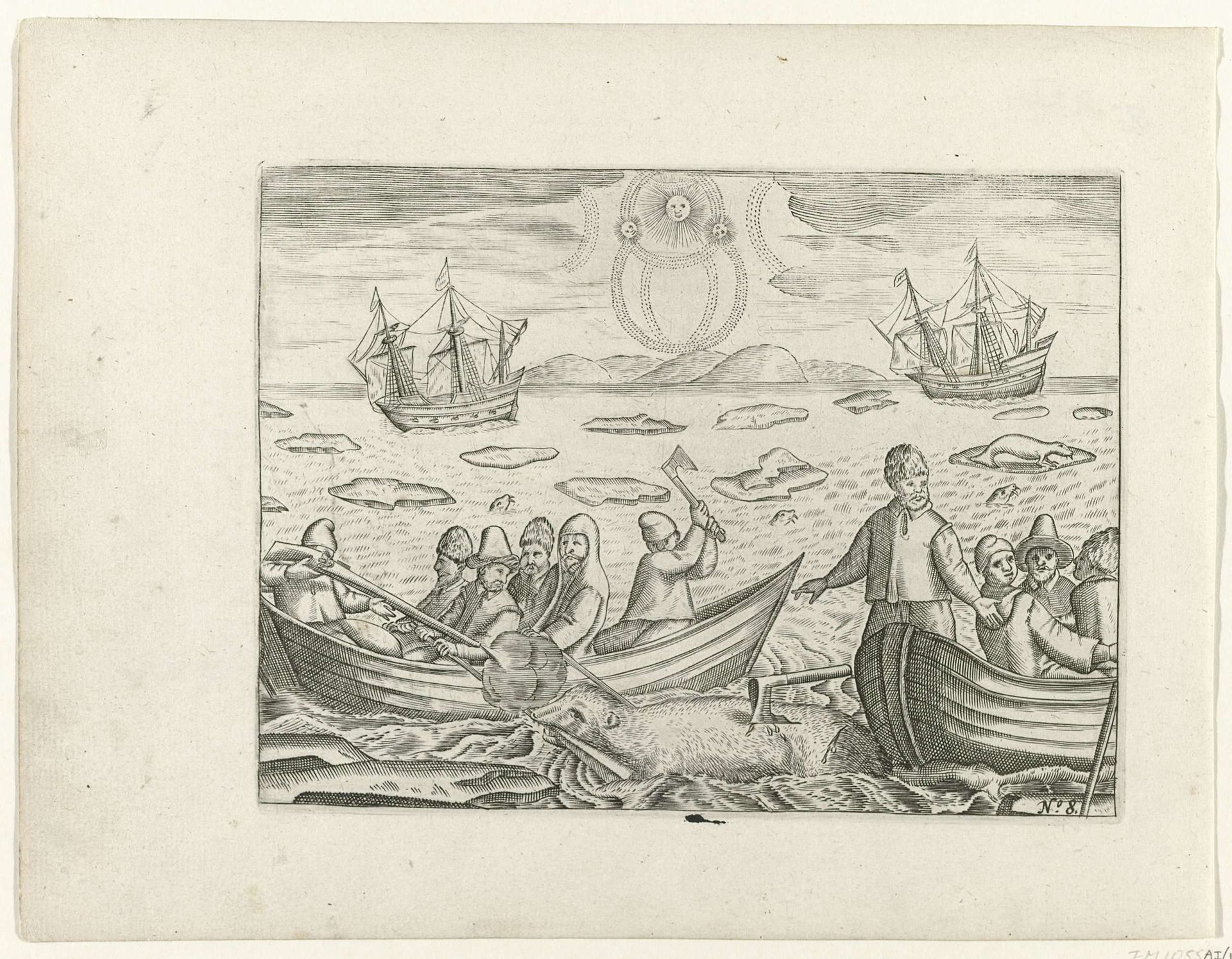 Gevecht met de ijsbeer, 1596 by Anonymous