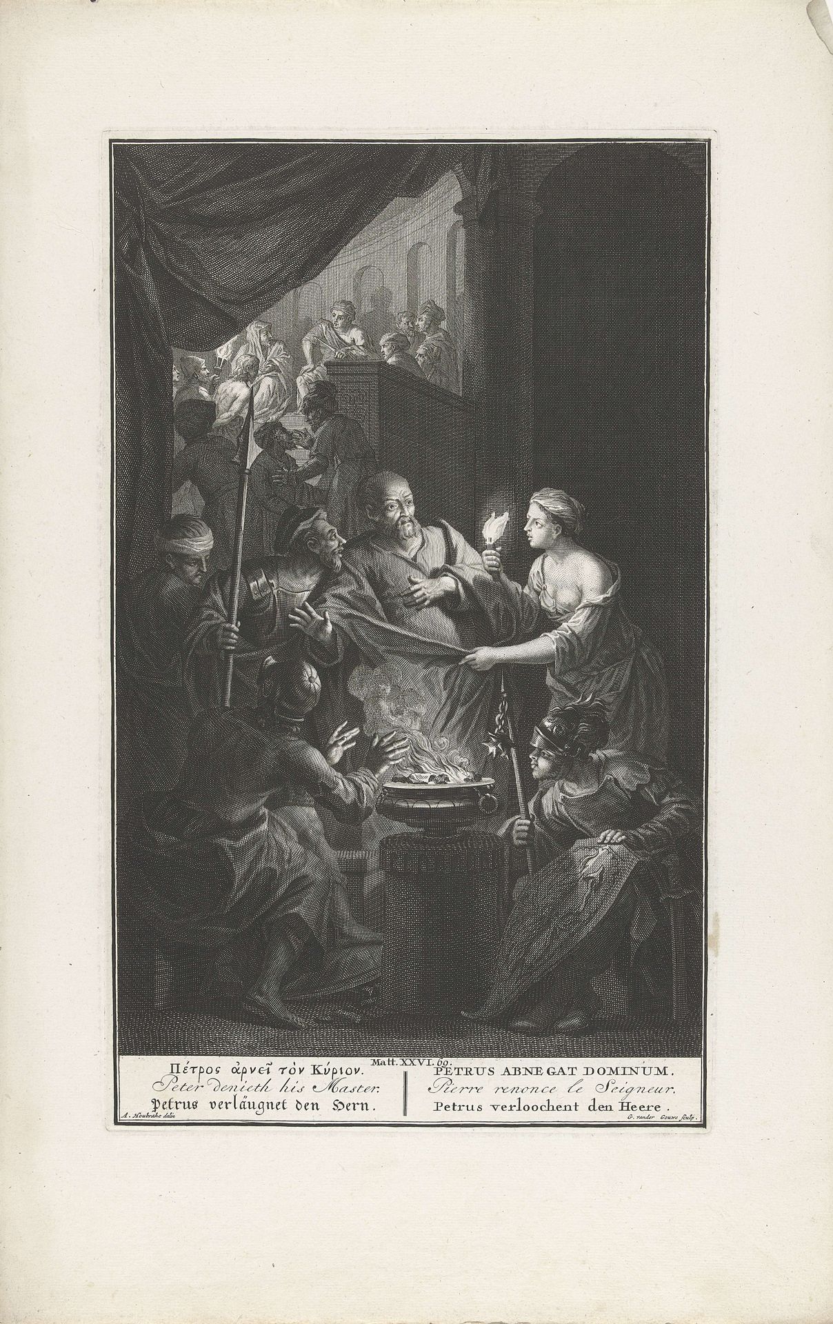 Christus door Petrus verloochend by Gilliam van der Gouwen