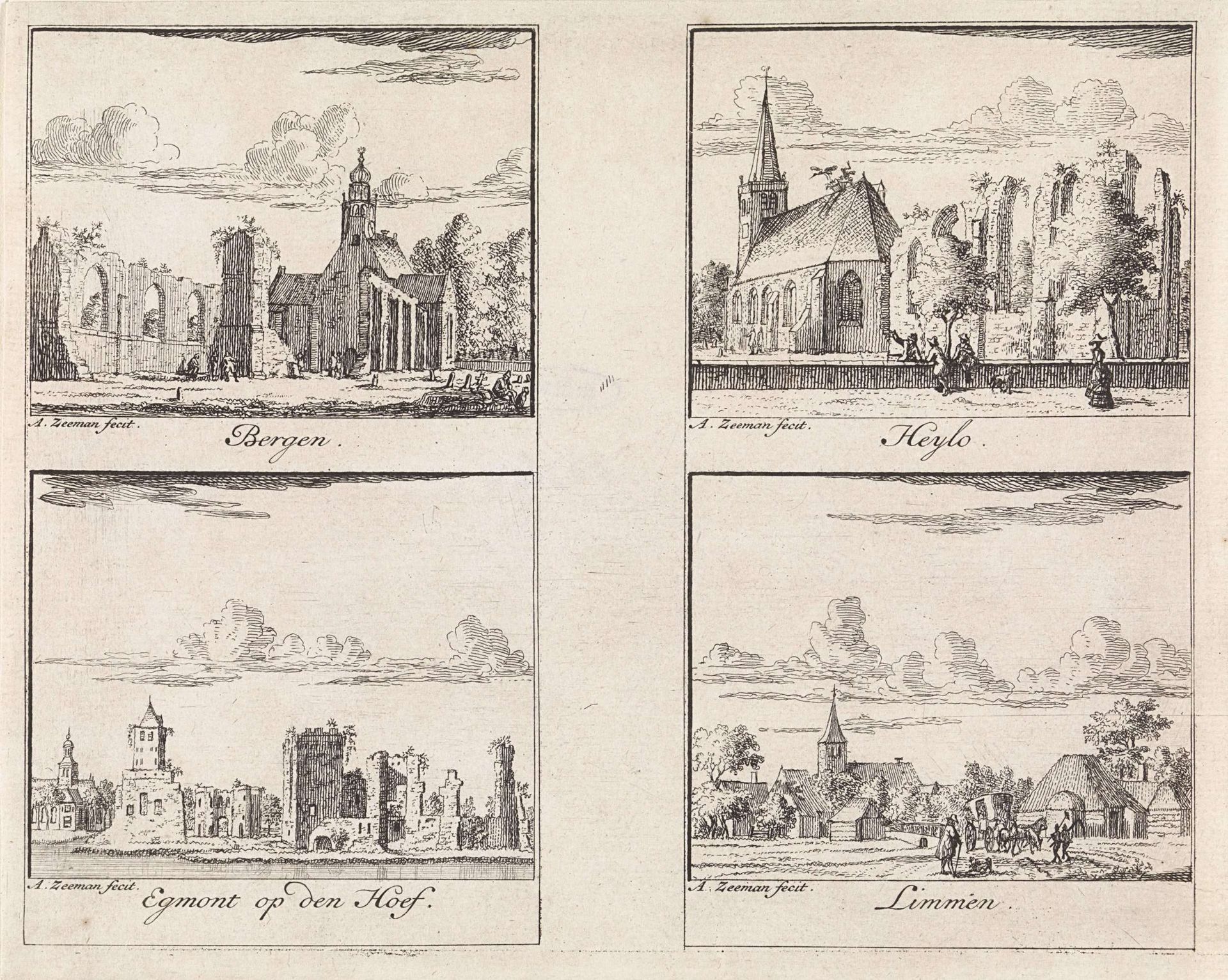 Gezichten op Bergen, Egmond aan den Hoef, Heiloo en Limmen by Abraham Zeeman