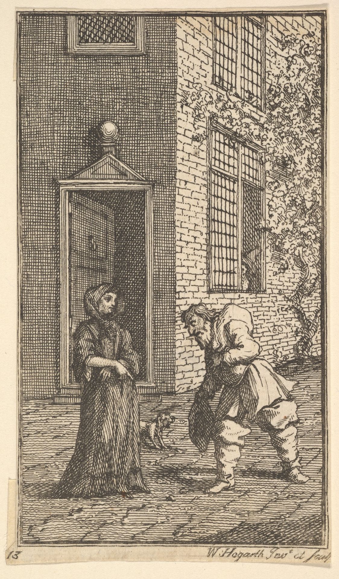 Hudibras Wooing the Widow (Seventeen Small Illustrations for Samuel Butler's Hudibras, no. 13) by William Hogarth