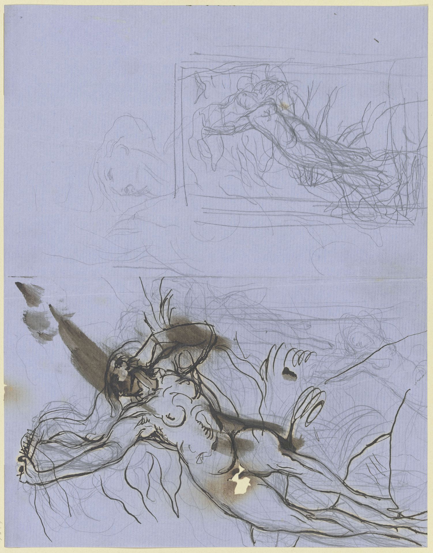 Auf dem Rücken liegender weiblicher Akt by Victor Müller
