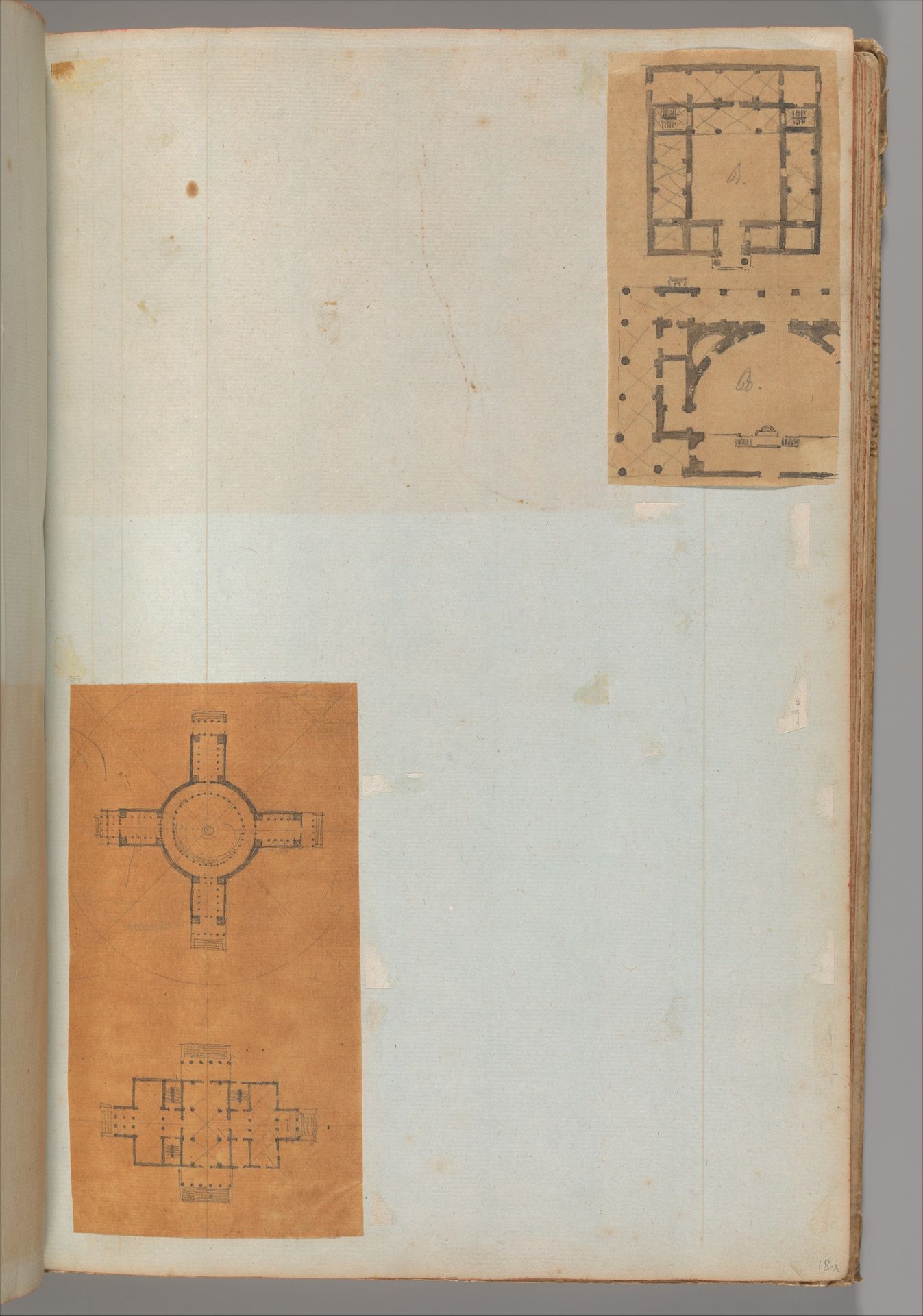 Page from a Scrapbook containing Drawings and Several Prints of Architecture, Interiors, Furniture and Other Objects by Charles Percier