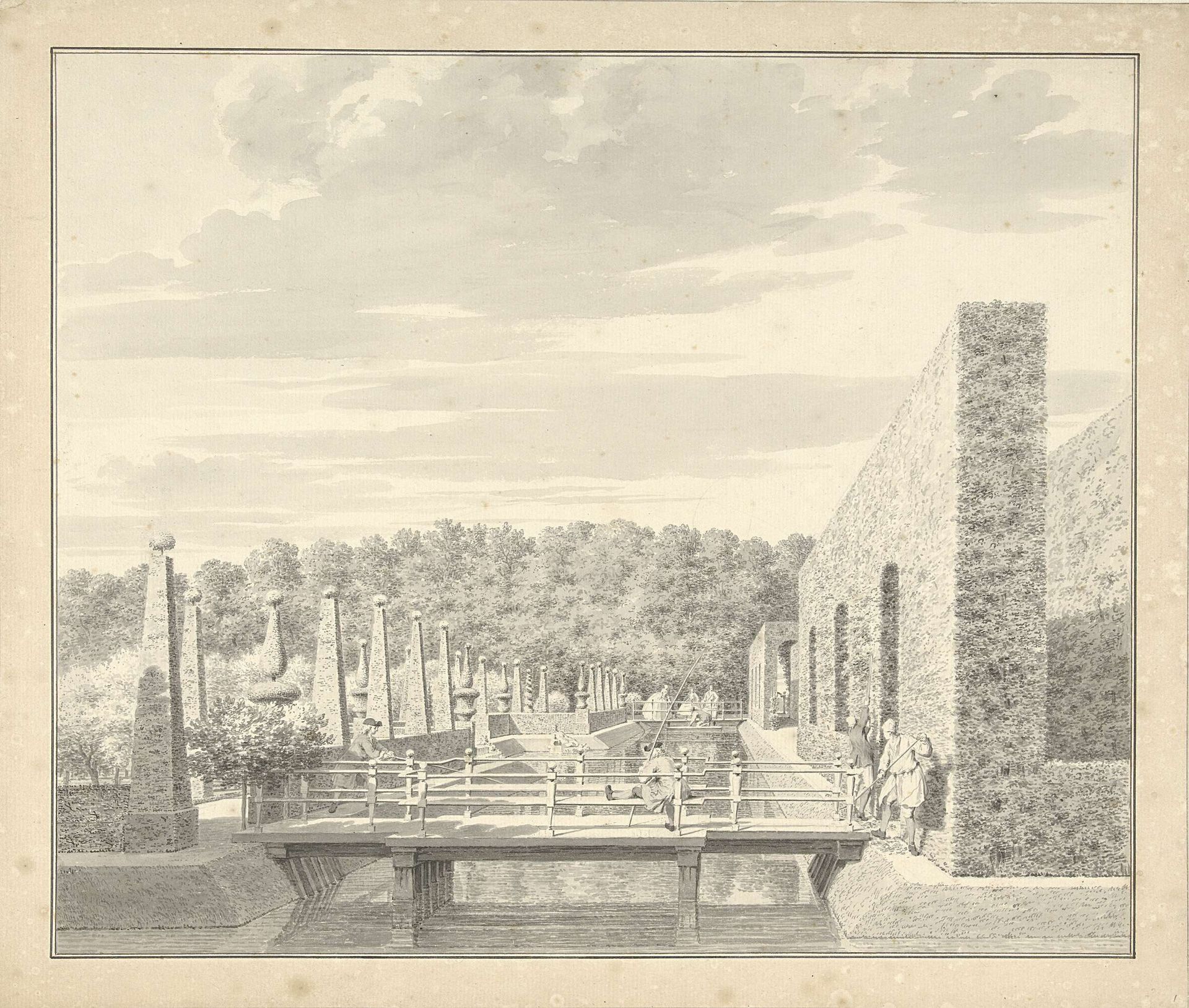 Het huis Spieringshoek tussen Schiedam en Vlaardingen; gezicht in de tuin by Cornelis Pronk