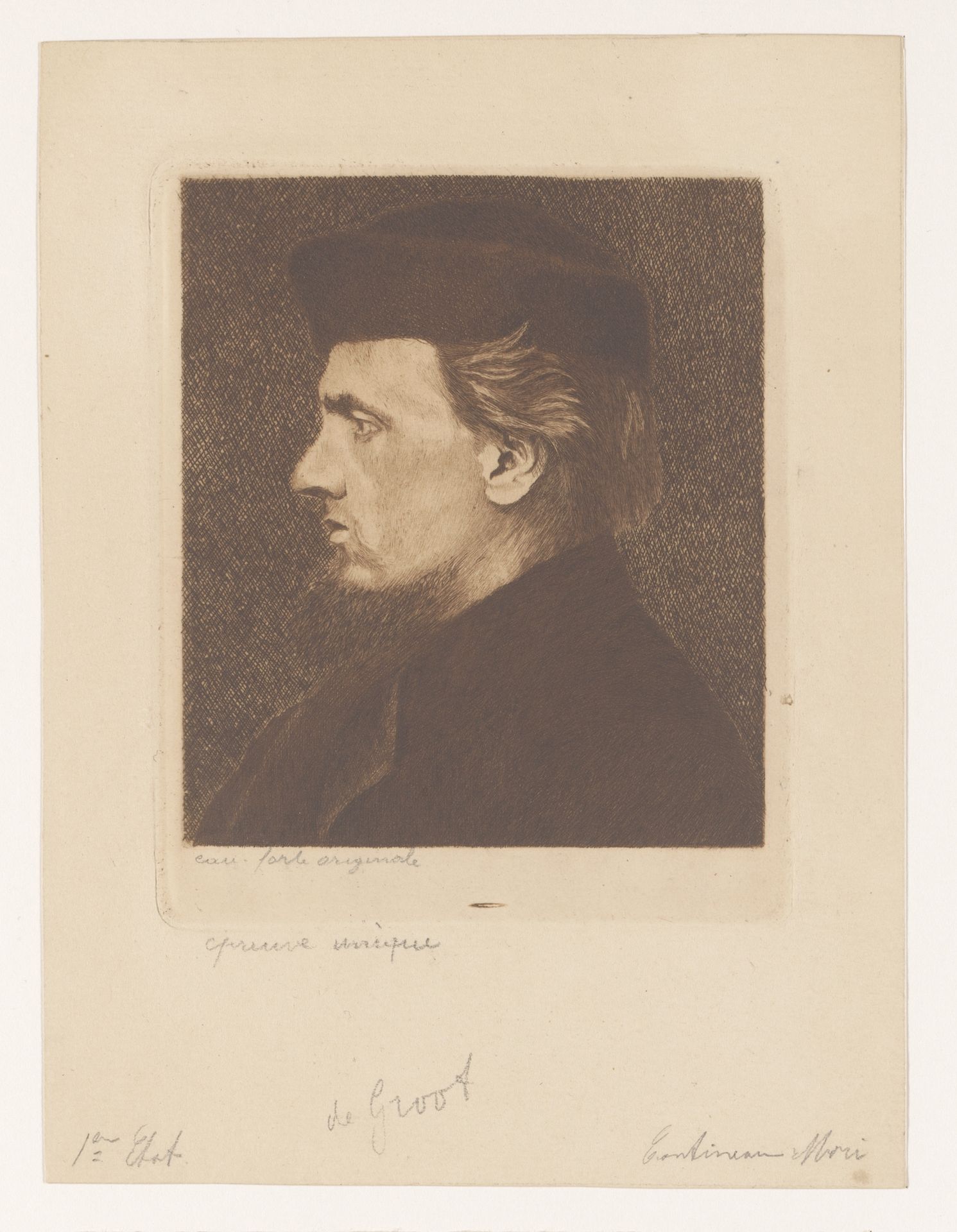 En profil portret van Hugo de Groot by Mary Hector Rupert Cantineau