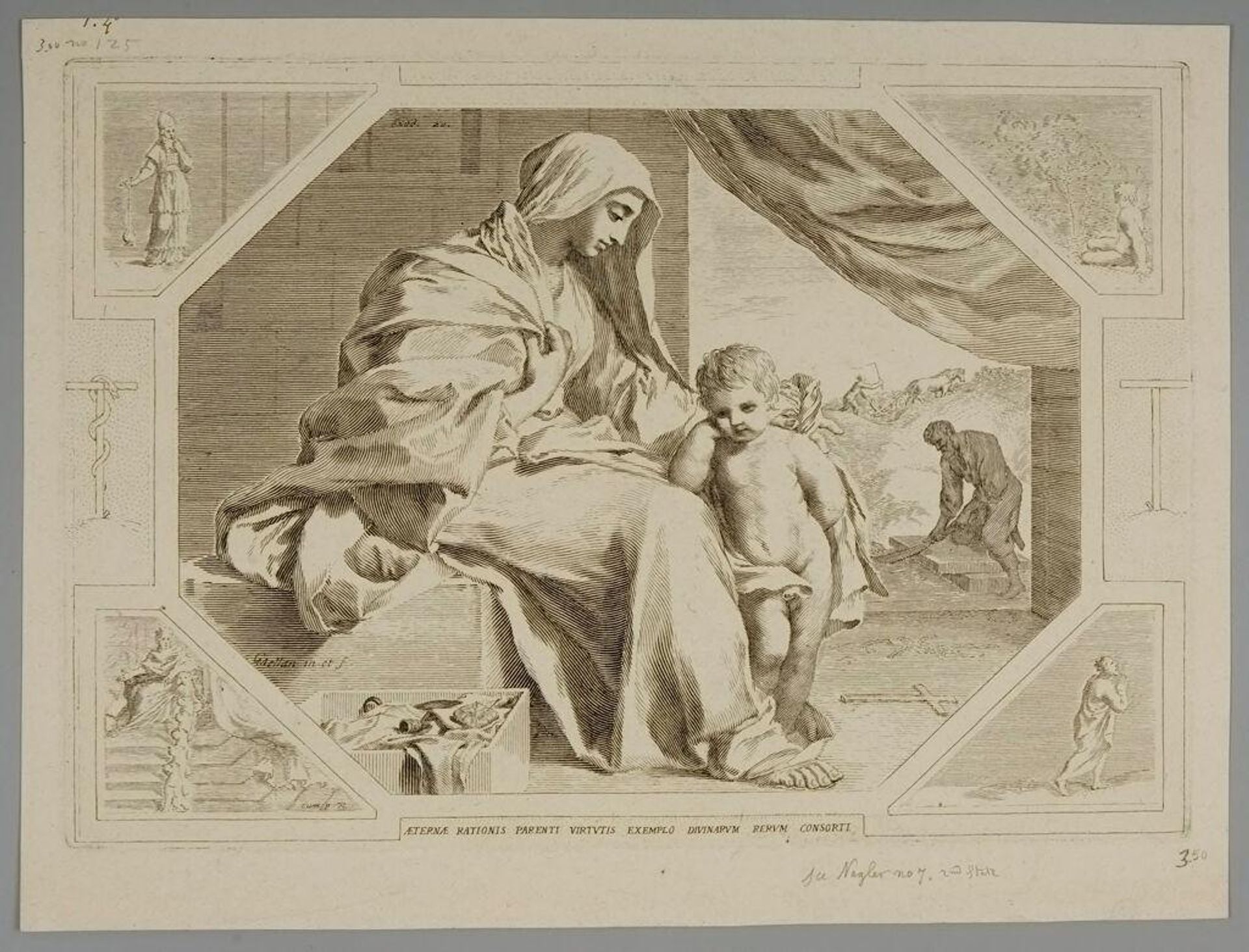 Holy Family with Joseph Sawing by Claude Mellan