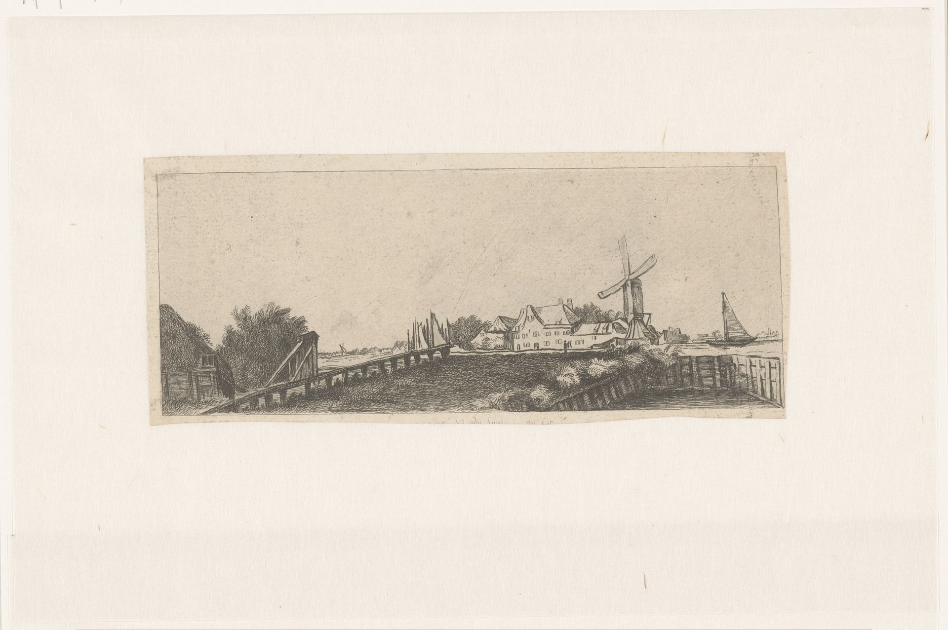 Landschap met houten brug by Pierre François Basan