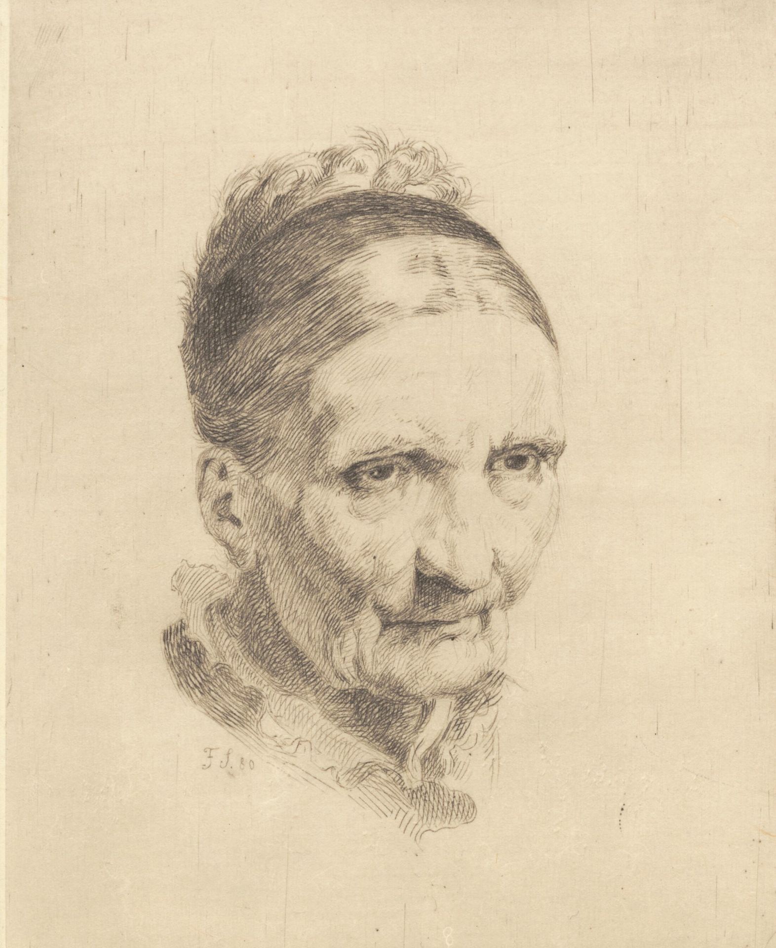 Hoved af en gammel kone, Madam Rasmussen by Frans Schwartz
