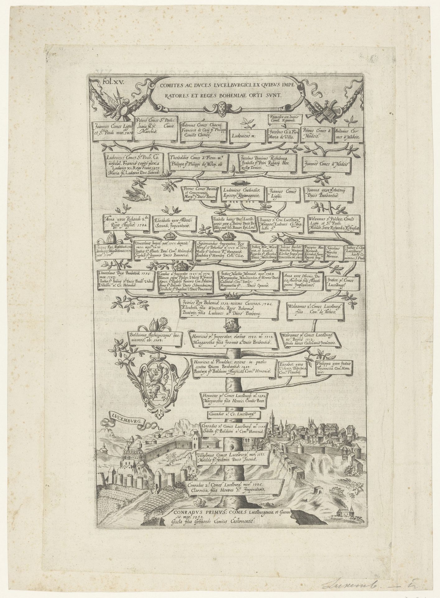 Stamboom van de graven en hertogen van Luxemburg, 1050-1476 by Dominicus Custos