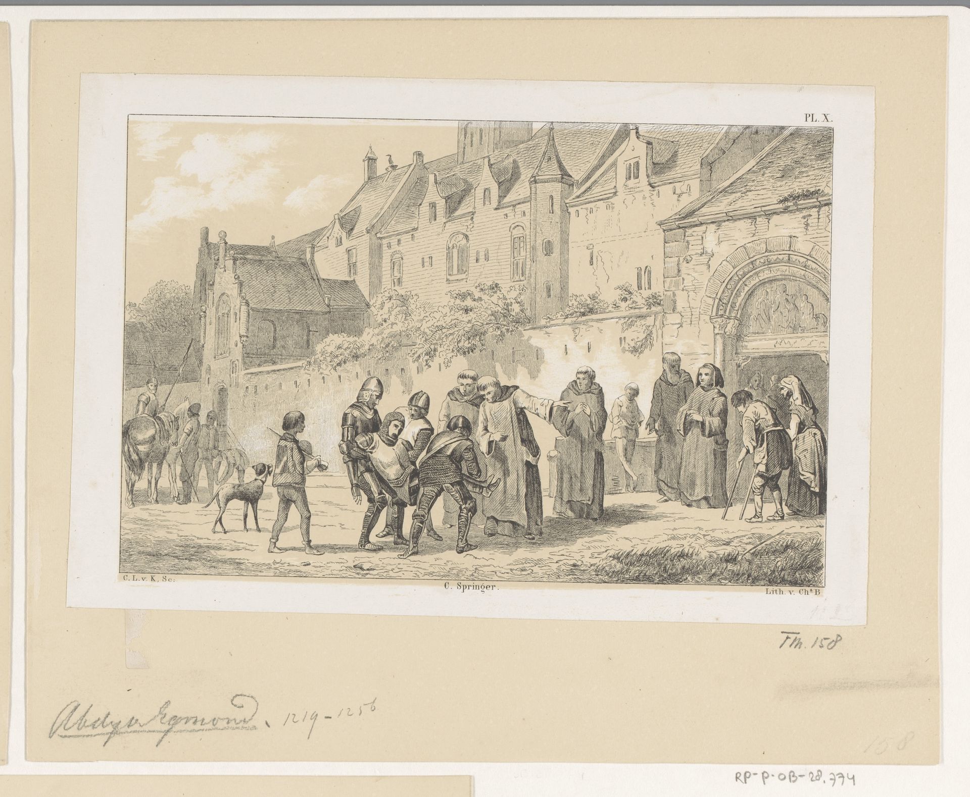 Abdij van Egmond, 13e eeuw by Christiaan Lodewijk van Kesteren