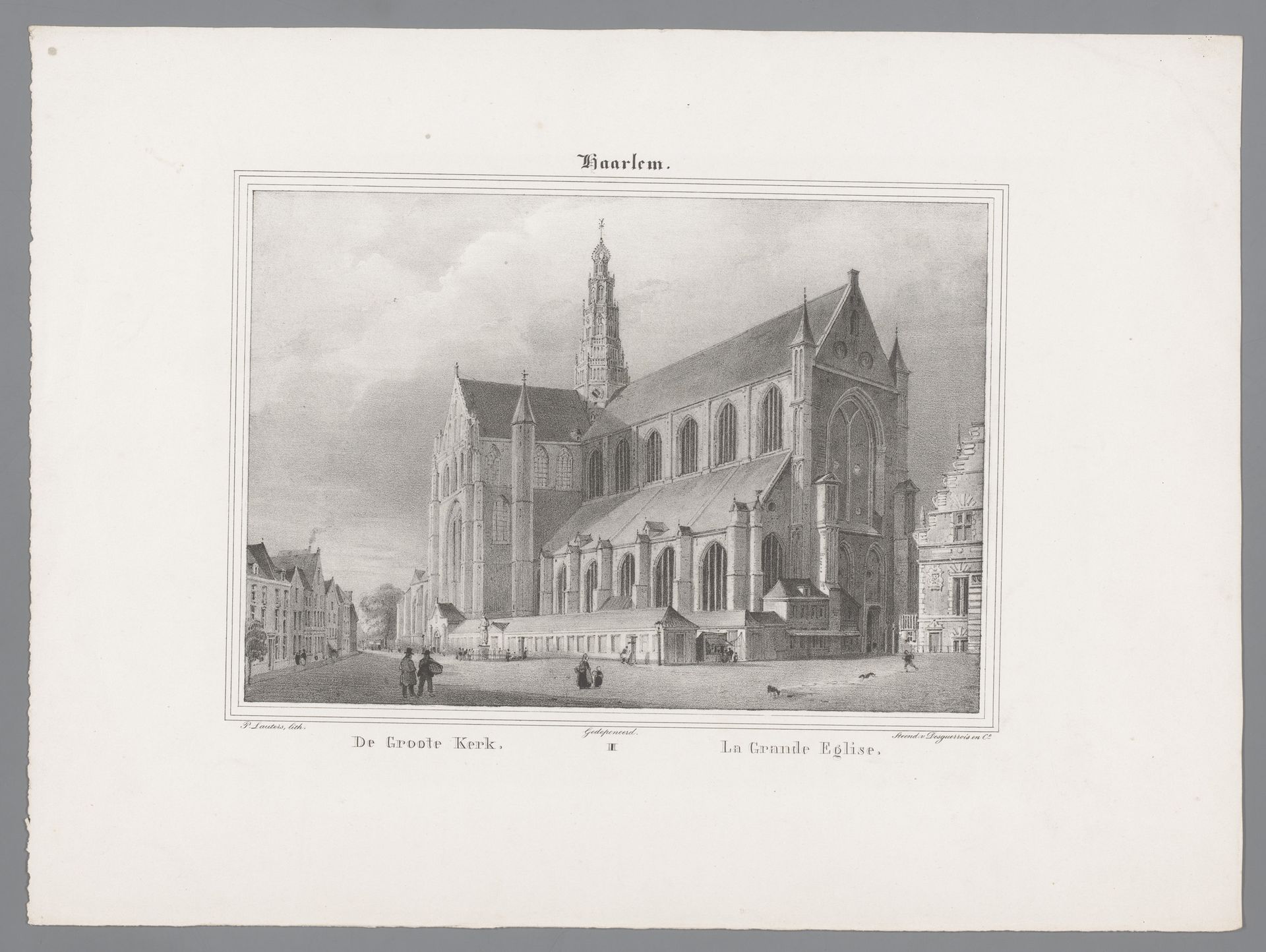 Gezicht op de Sint-Bavokerk te Haarlem by Paulus Lauters