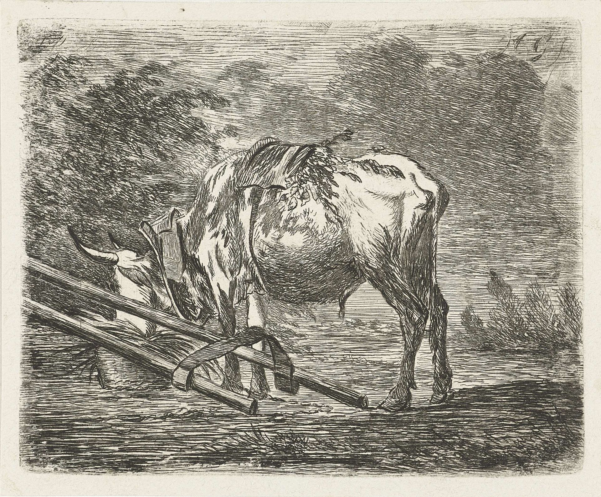 Trekos met juk by Jacobus Cornelis Gaal