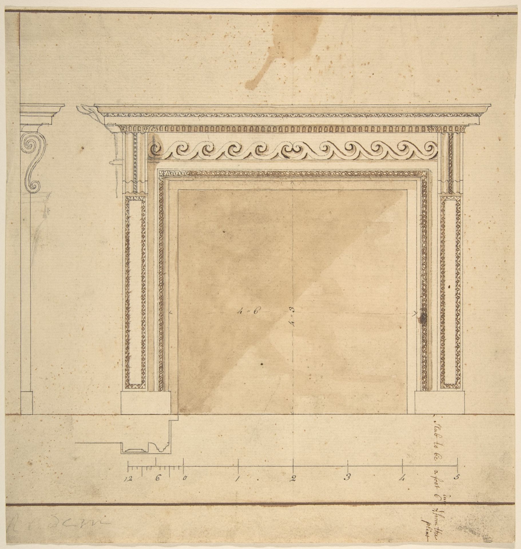 Design for a Chimneypiece with Scalloped Moldings by Sir William Chambers
