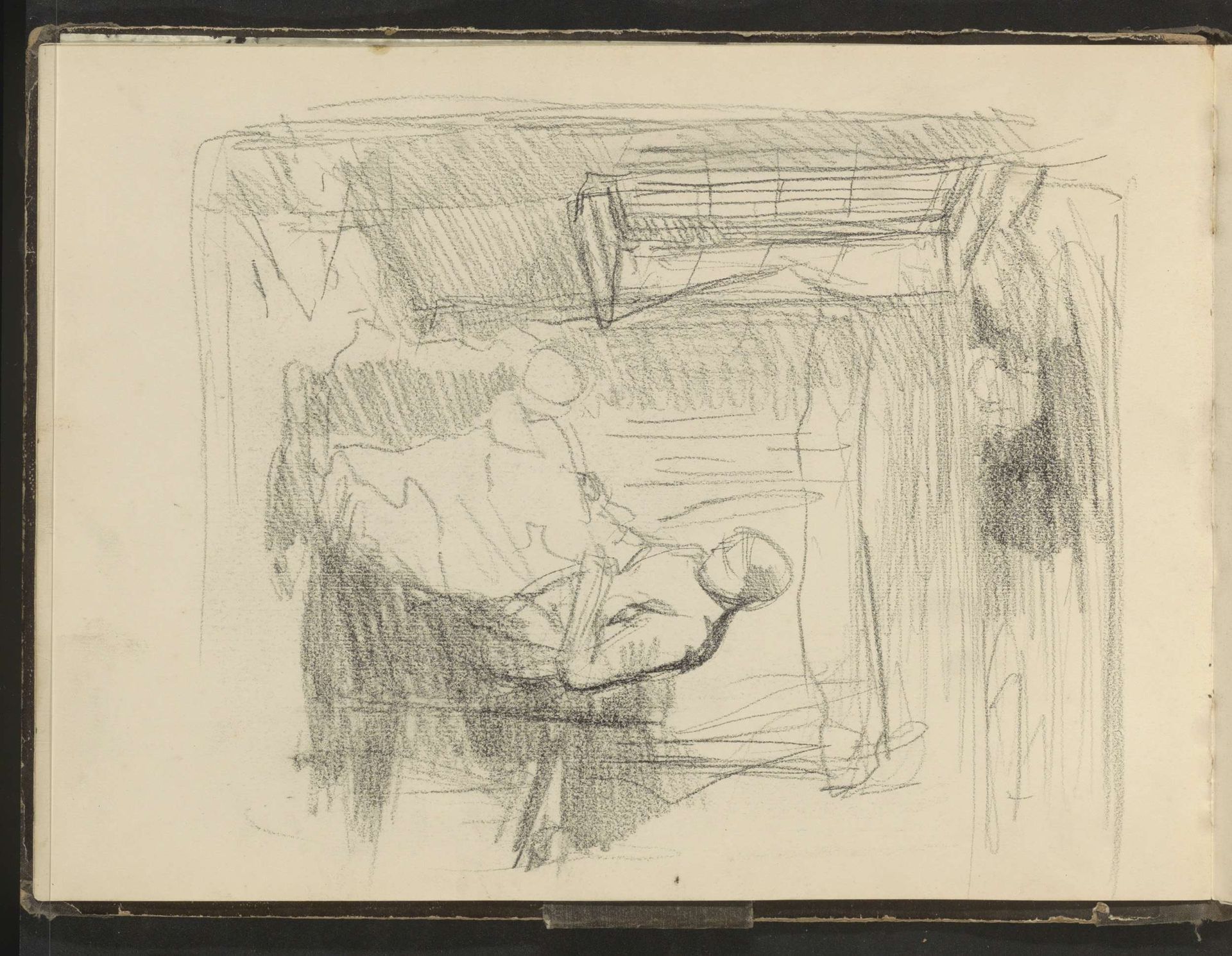 Interieur met een handwerkende vrouw by Albert Neuhuys