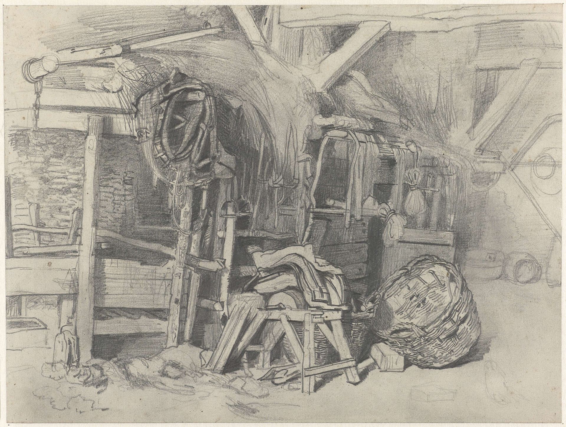 Interieur van een stal by Petrus Franciscus Greive