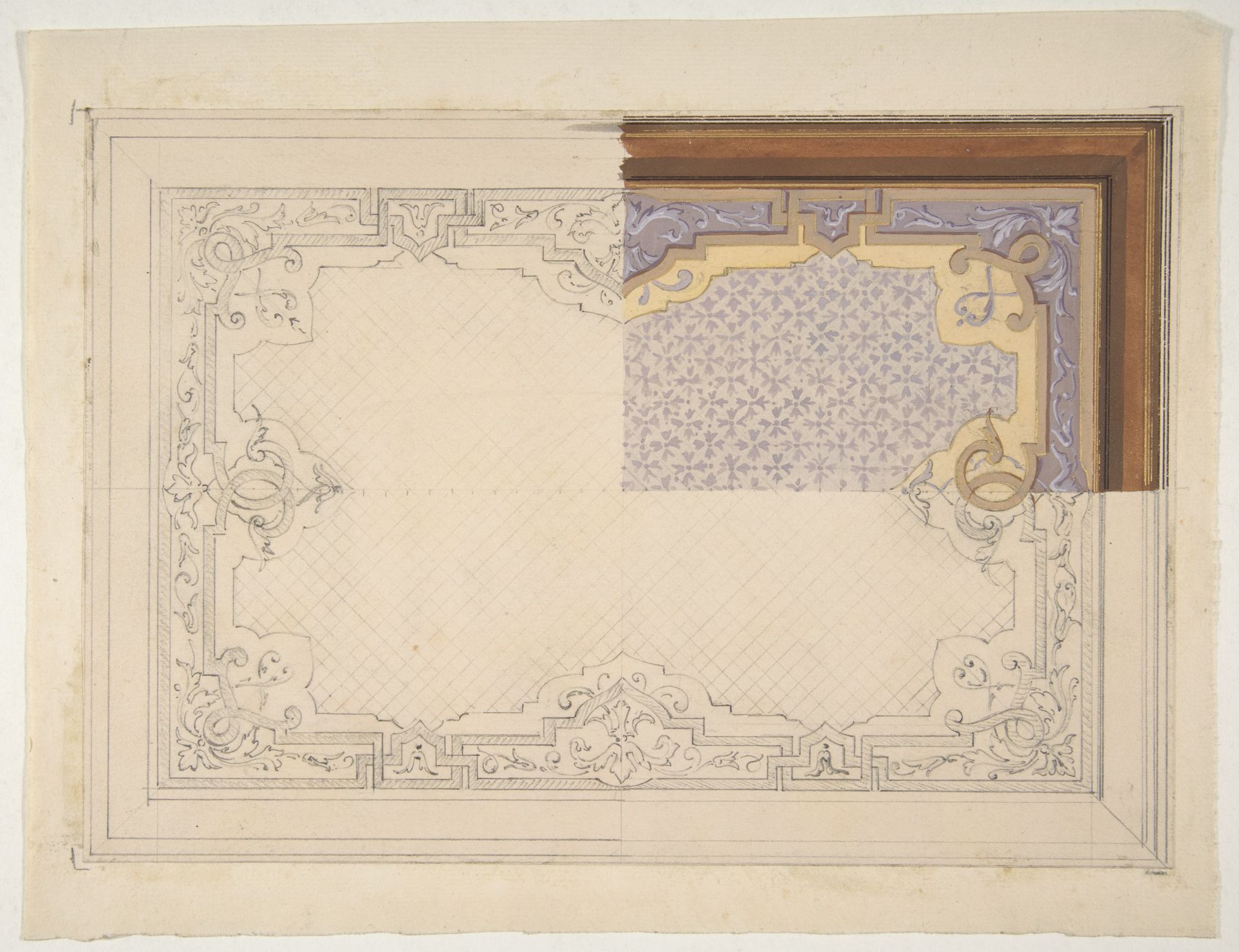 Design for the painted decoration of a ceiling by Jules-Edmond-Charles Lachaise