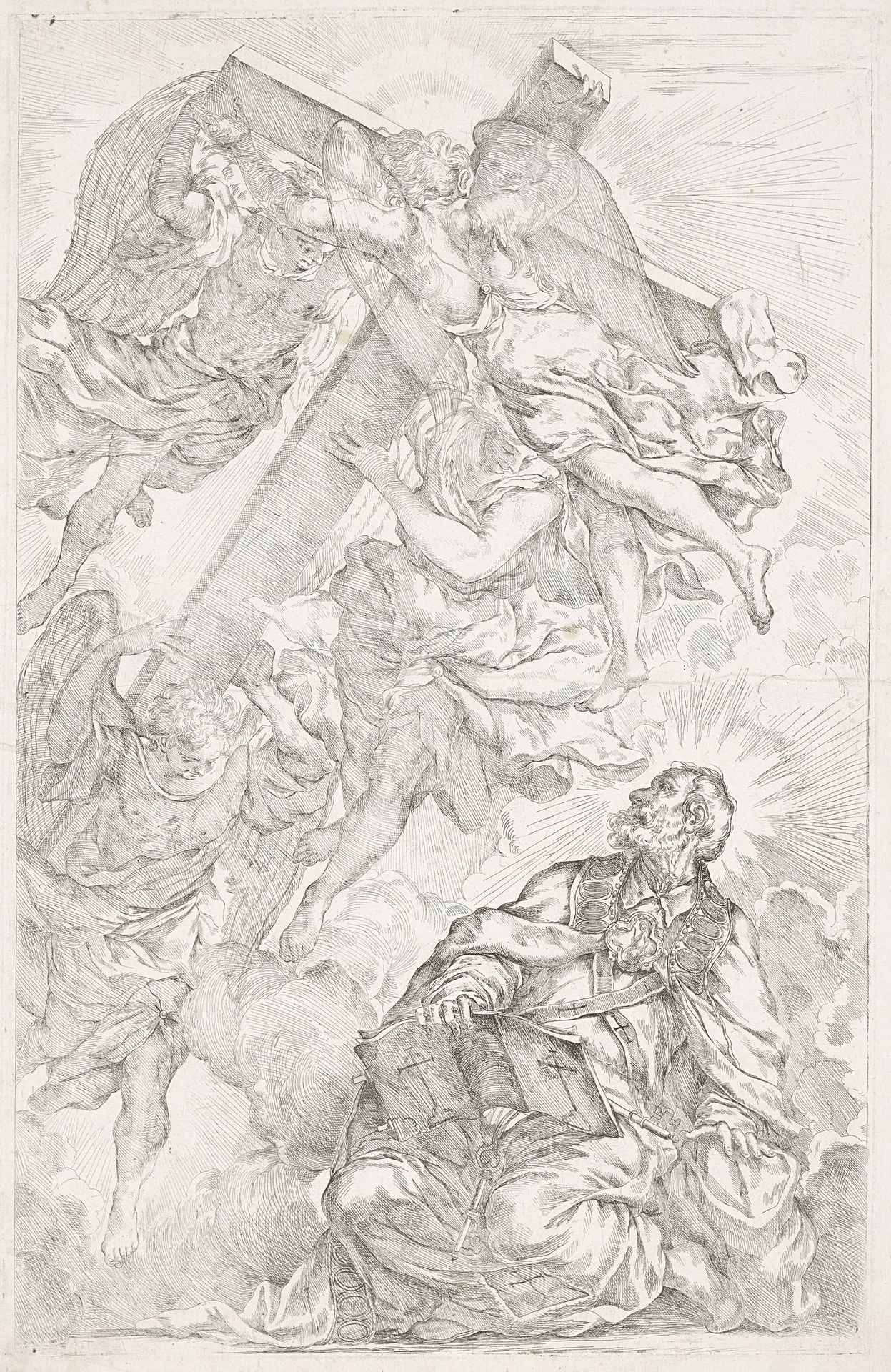 De verschijning van het kruis aan Petrus by Anonymous