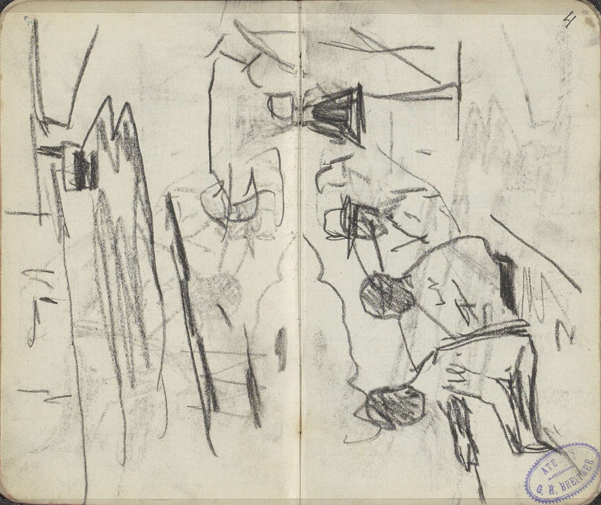 Zittende mannen, mogelijk op een kade by George Hendrik Breitner