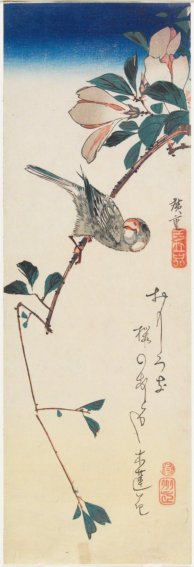 Finch on Magnolia Branch by Utagawa Hiroshige