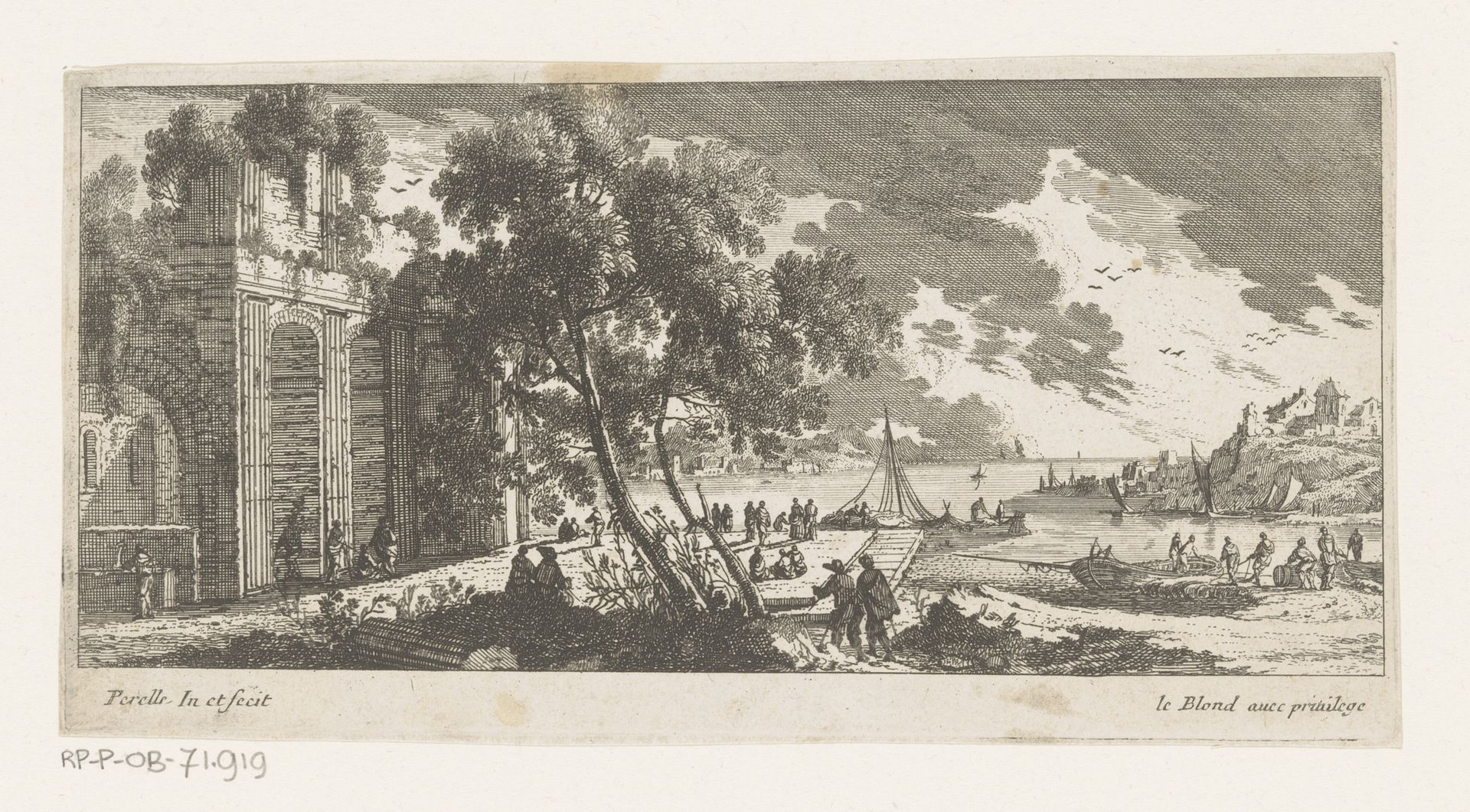 Ruïne op kade bij zee by Nicolas Perelle