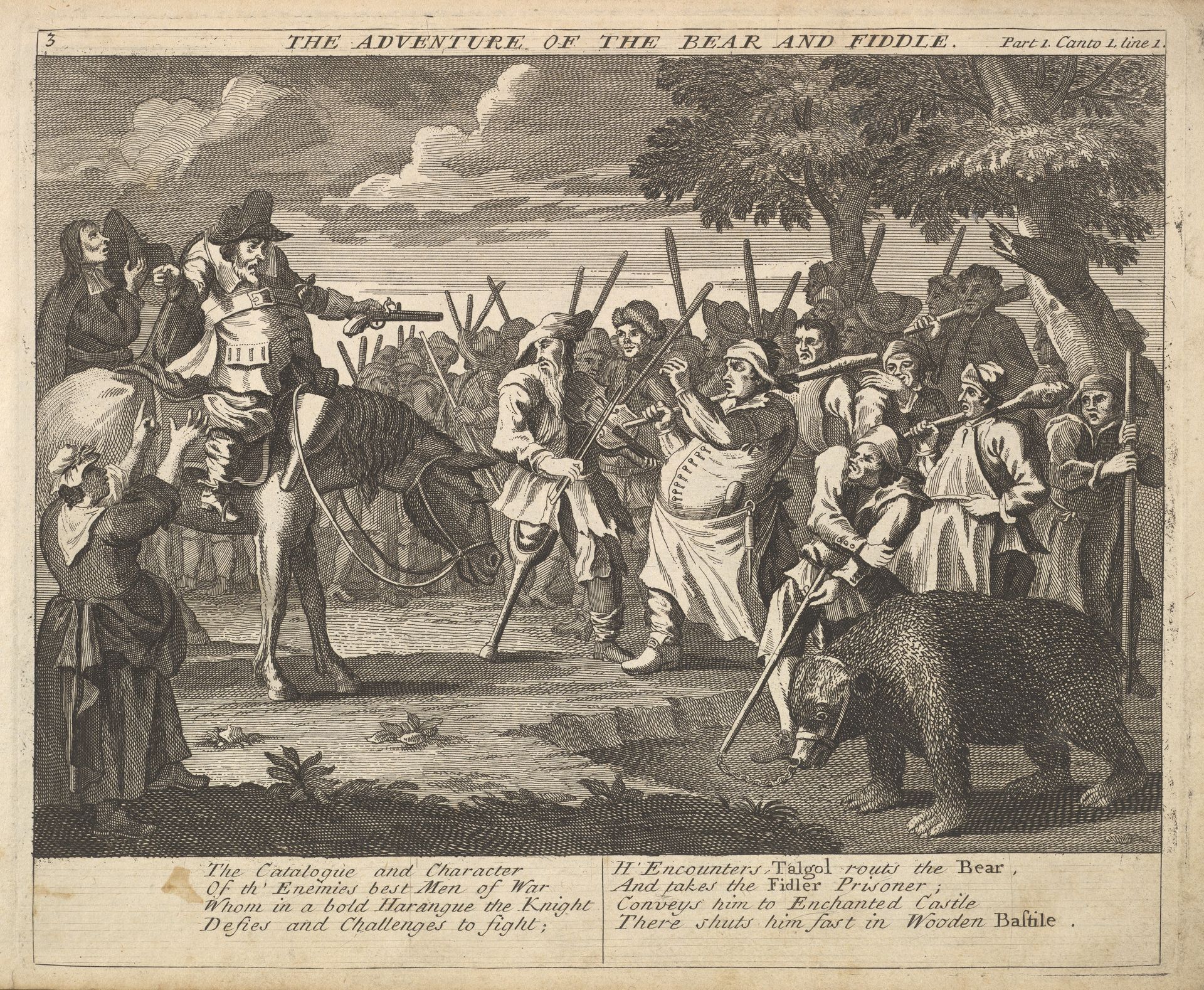 The Adventure of the Bear and the Fiddle (Plate 3: Illustrations to Samuel Butler's Hudibras) by William Hogarth