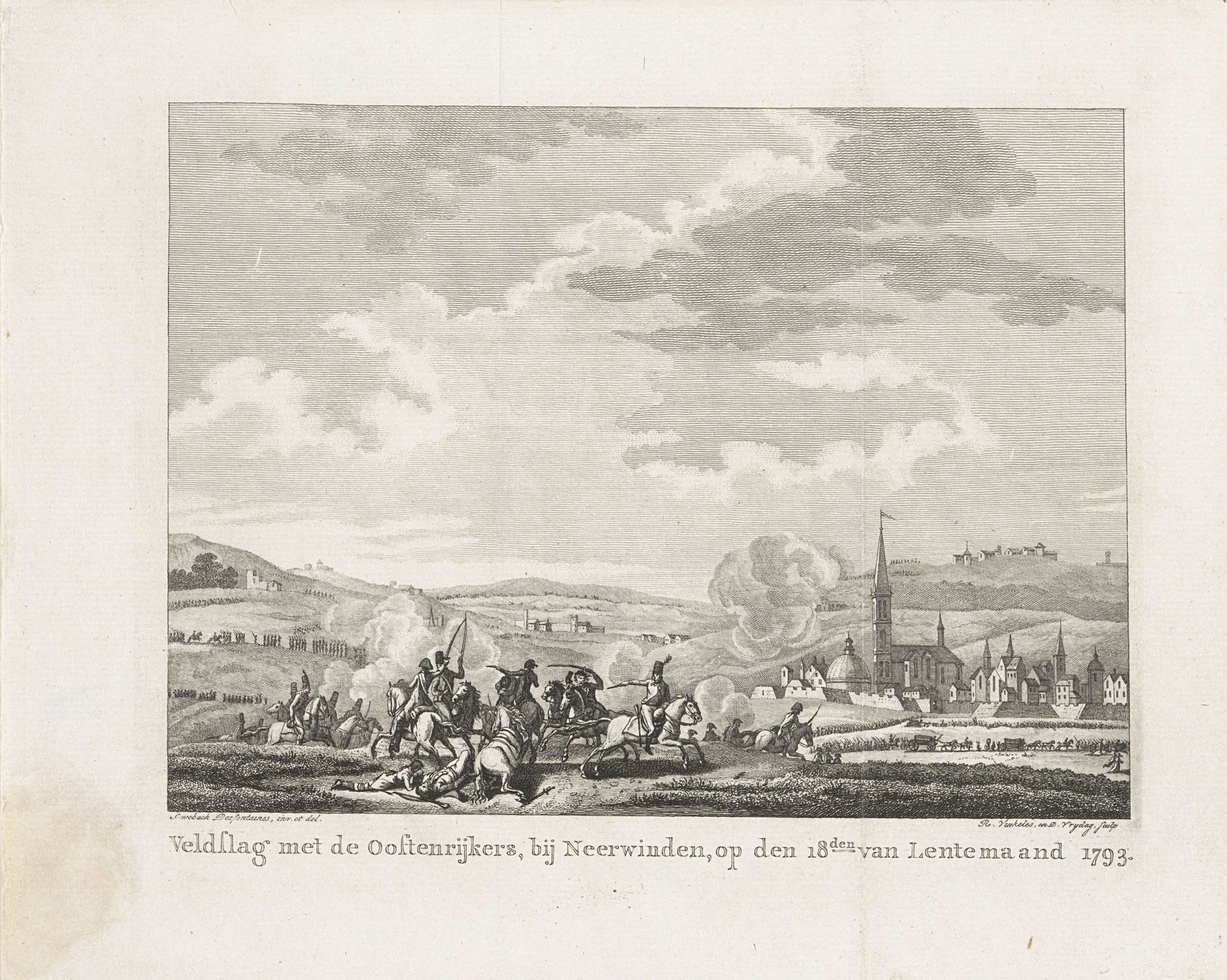 Slag bij Neerwinden, 1793 by Reinier Vinkeles