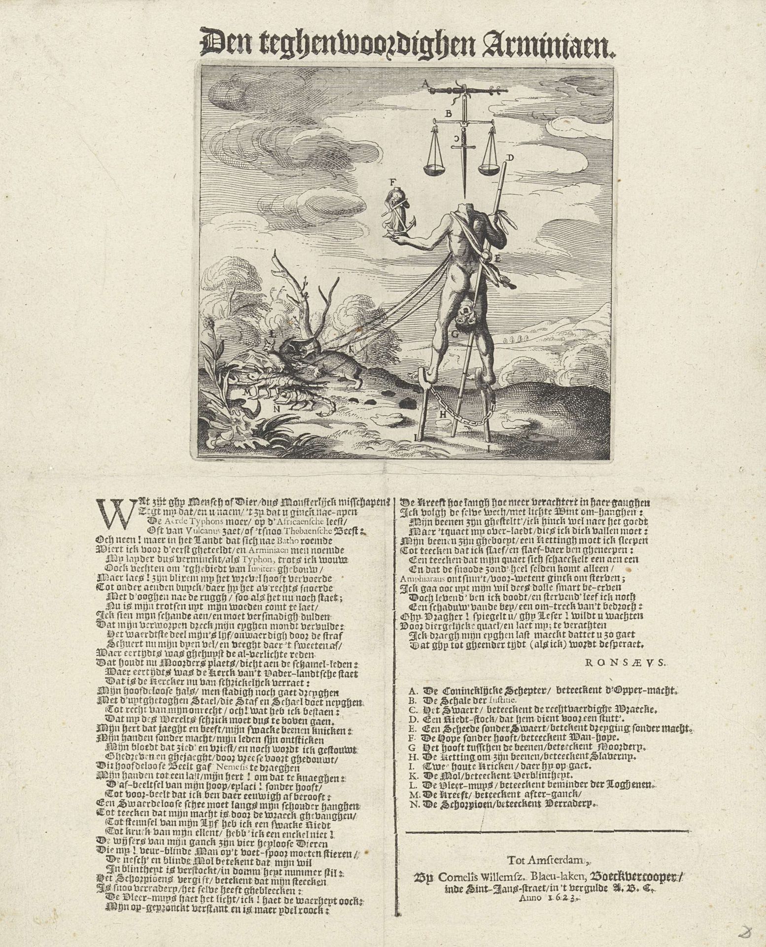 Spotprent op de arminianen by Claes Jansz. Visscher