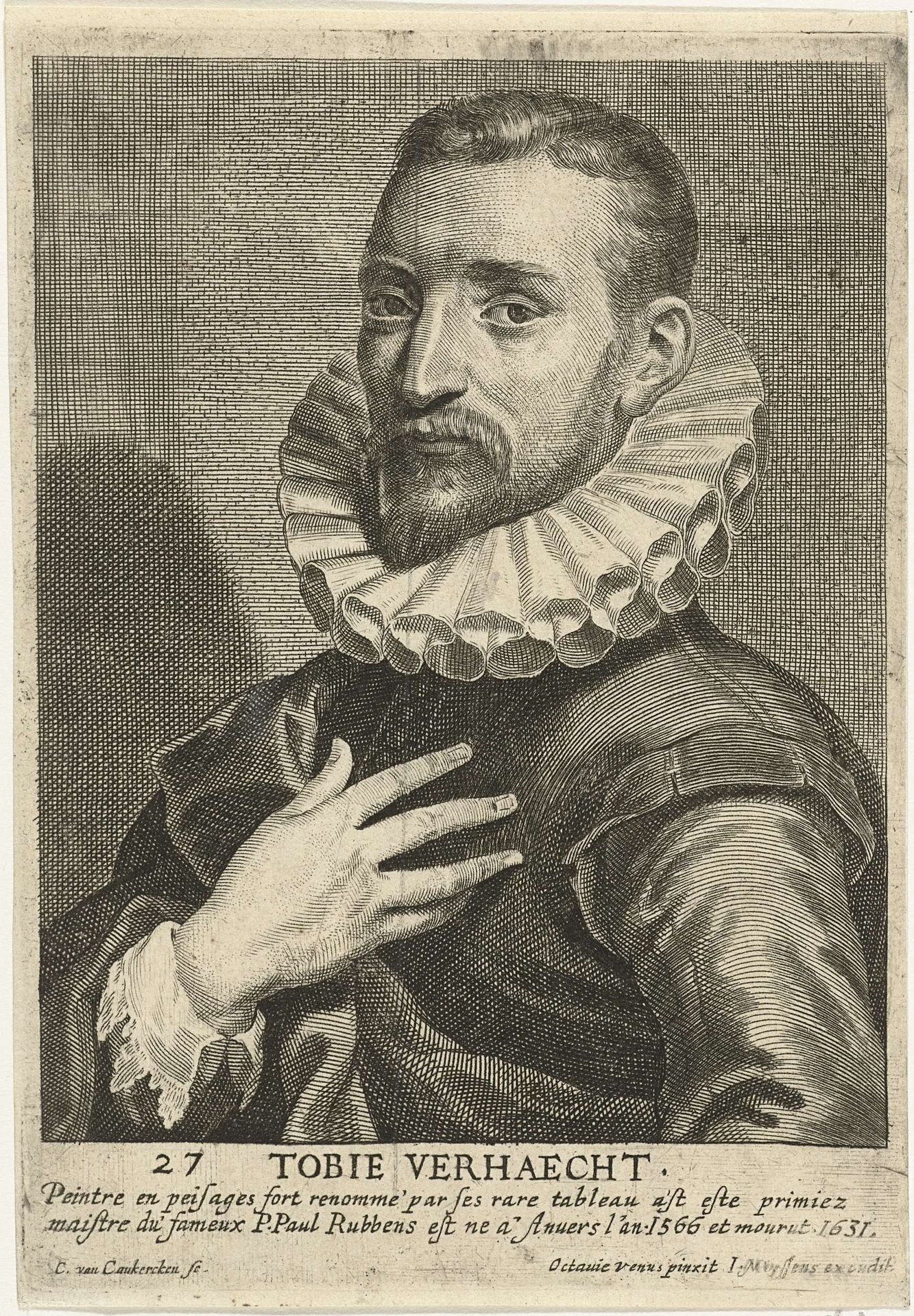 Portret van de schilder Tobias Verhaecht by Cornelis van Caukercken