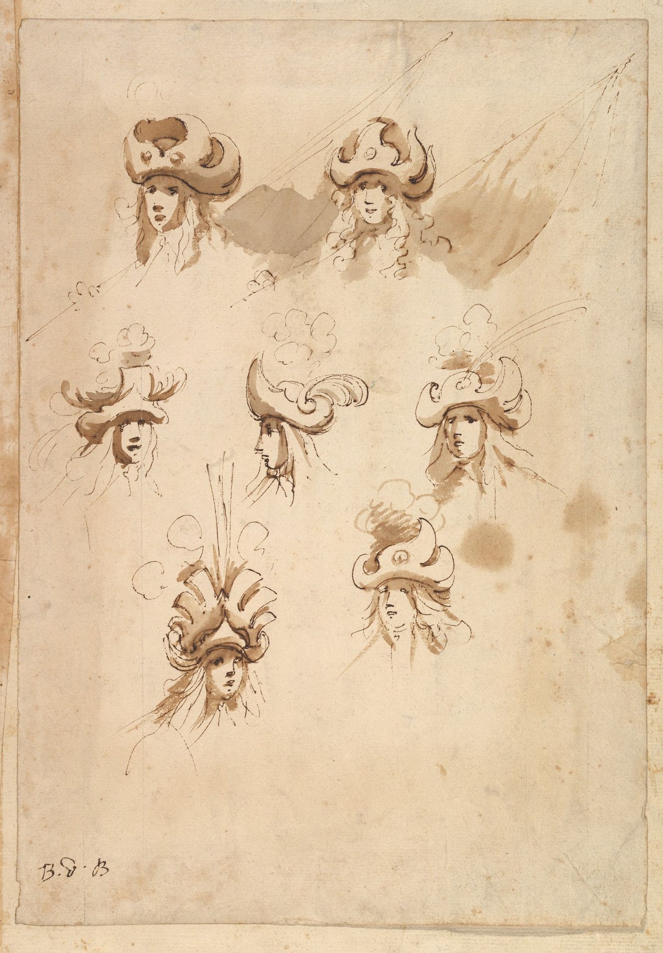 Seven Designs for Hats. by Baccio del Bianco