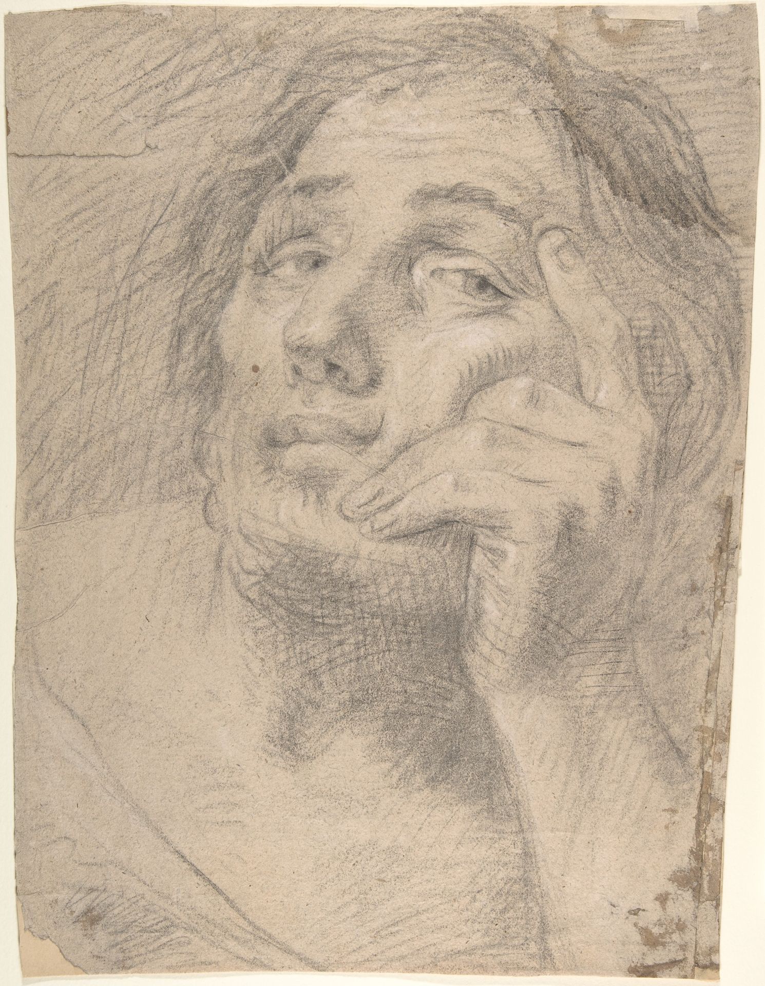 Portrait of a Young Man Leaning on his Hand by Hans Troschel