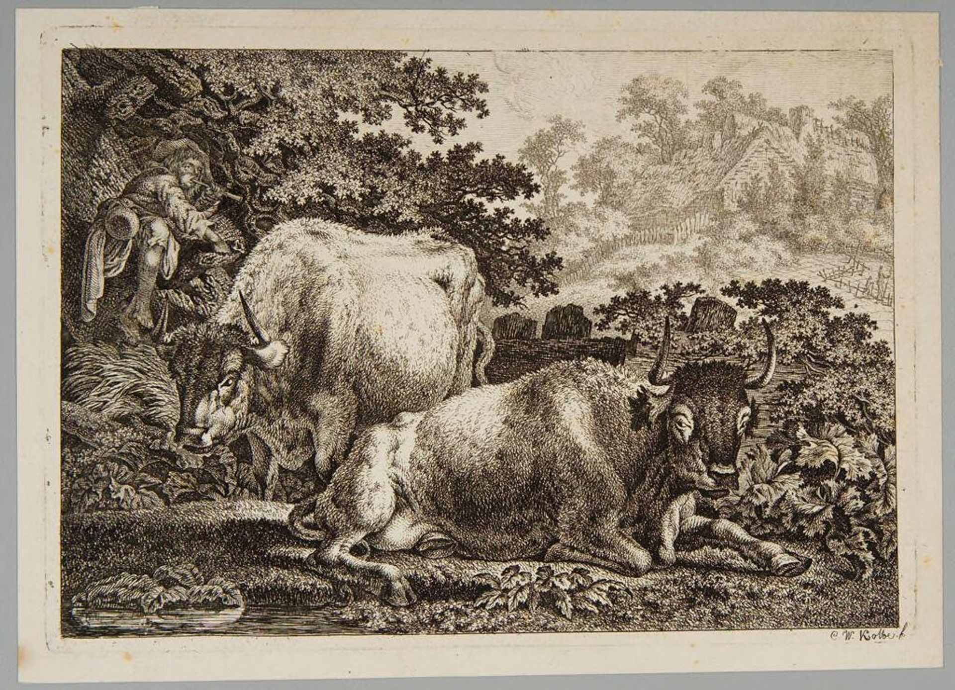 Herdsman Watching Cattle by Carl Wilhelm Kolbe