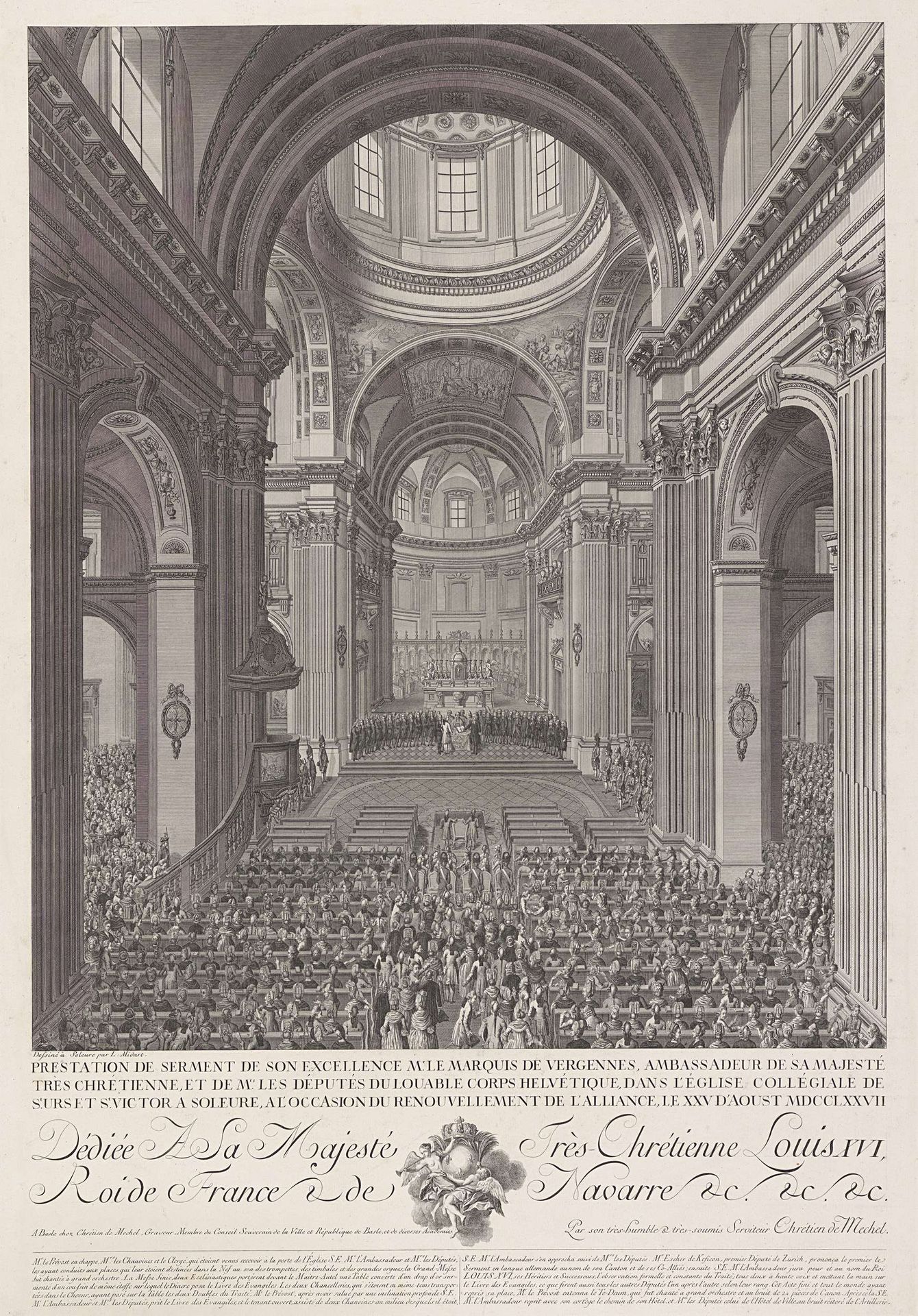 Beëdiging van ambassadeur Jean Gravier, markies van Vergennes, 25 augustus 1777 by Christian von Mechel